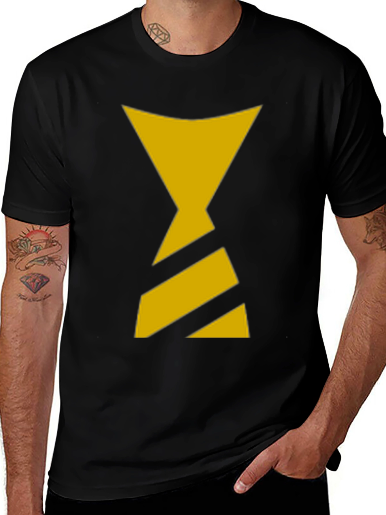 Variant 20 of Black T-Shirt with Yellow Hourglass Design