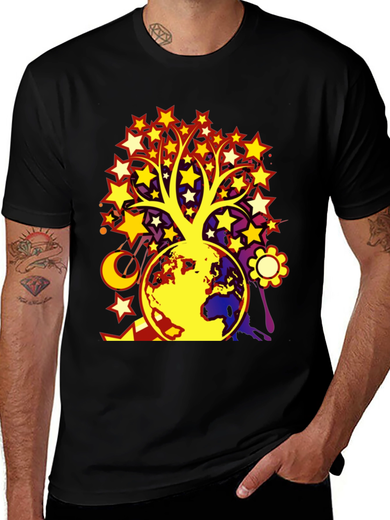 Variant 23 of Star Tree Earth Graphic Tee - Stylish Unisex T-Shirt