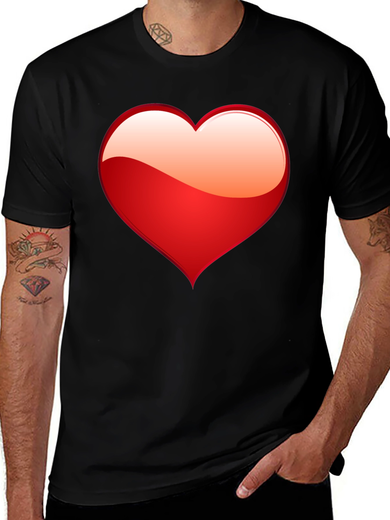 Variant 3 of Heart Graphic Black T-Shirt