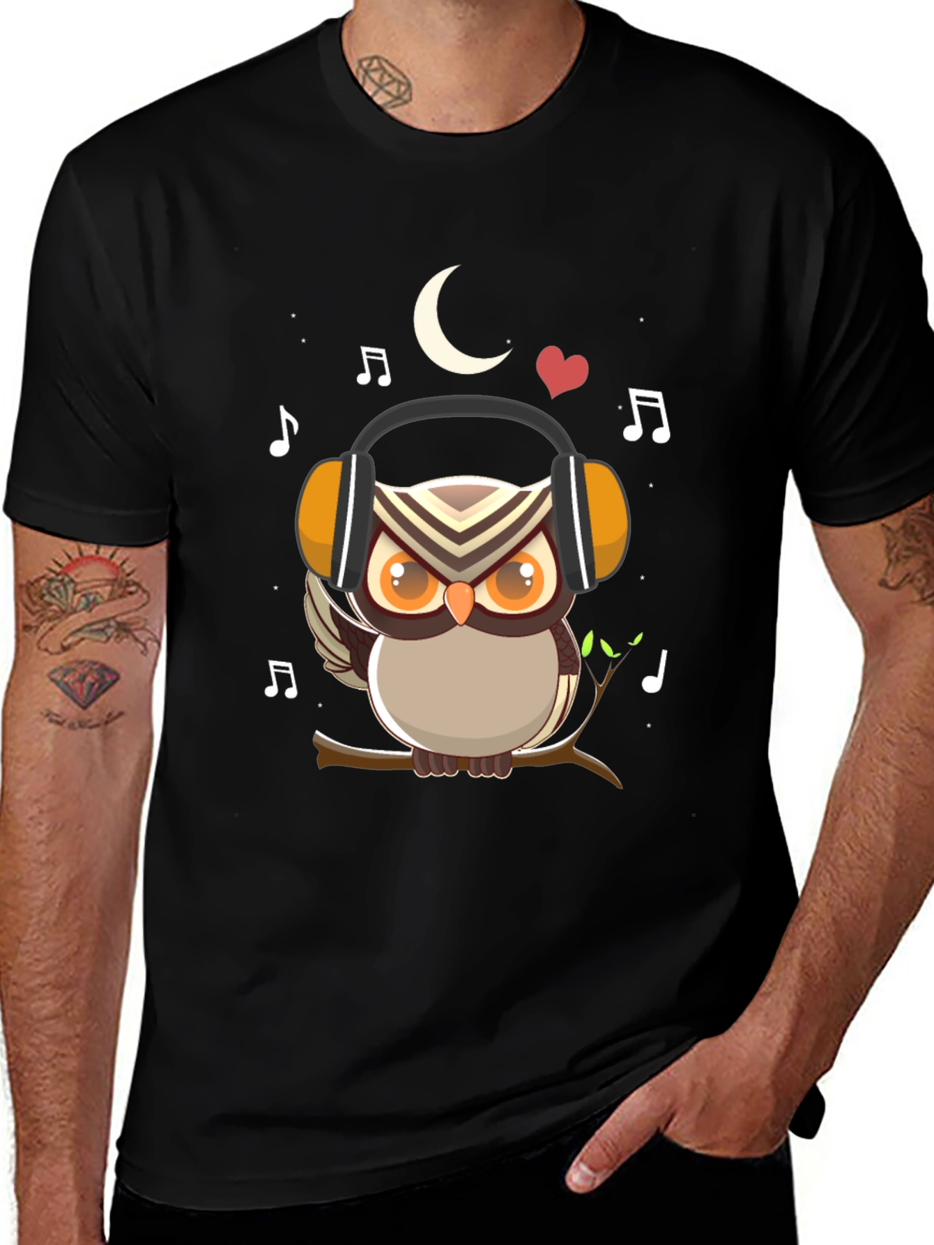 Variant 12 of Owl with Headphones Graphic T-Shirt