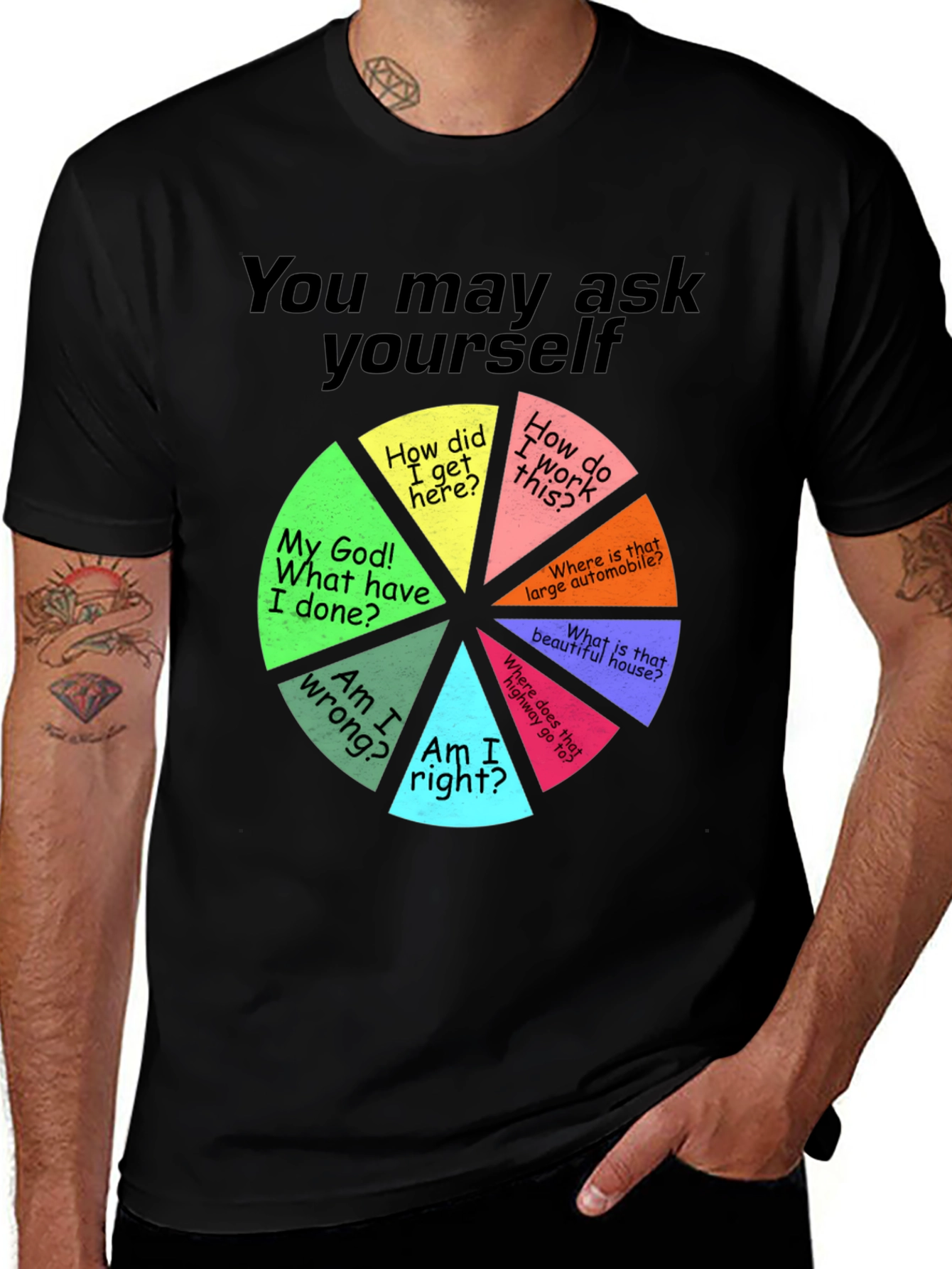 Variant 21 of You May Ask Yourself Pie Chart T-Shirt