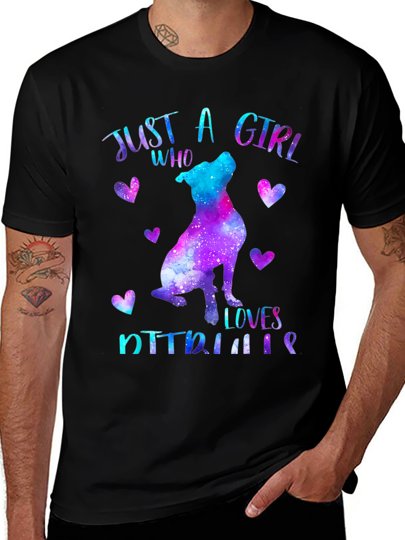 Variant 24 of Just a Girl Who Loves Pitbulls Galaxy T-Shirt