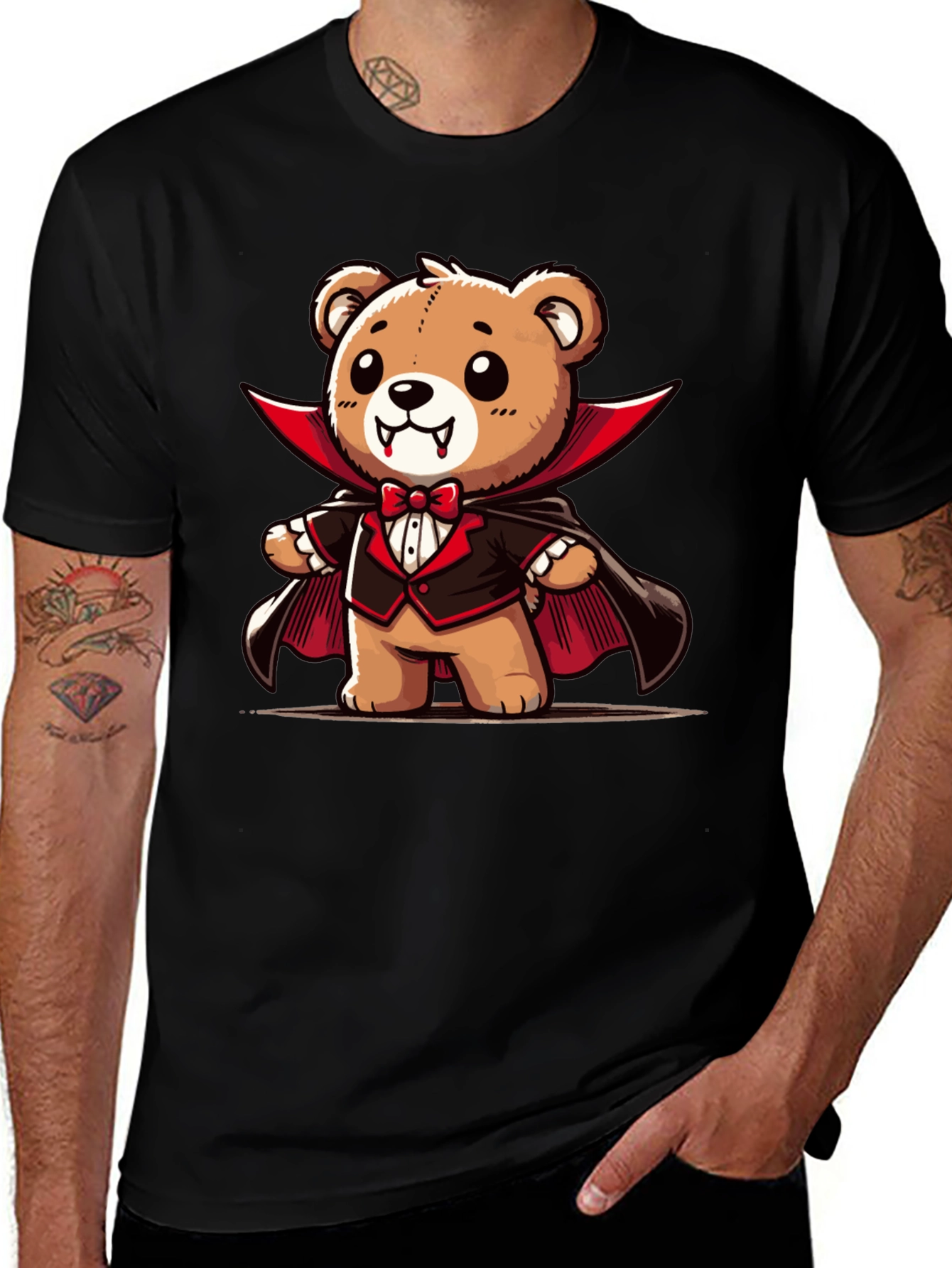 Variant 25 of Vampire Teddy Bear Graphic T-Shirt - Spooky Cute Tee