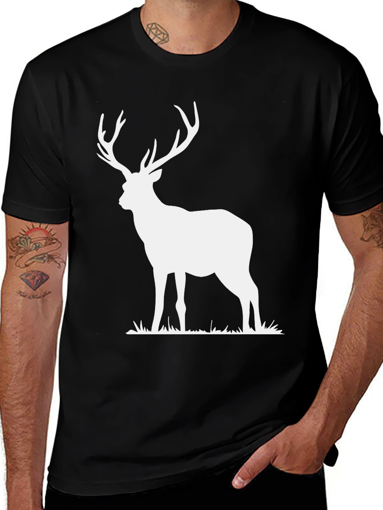 Variant 22 of Stag Graphic Tee - Classic Black Cotton