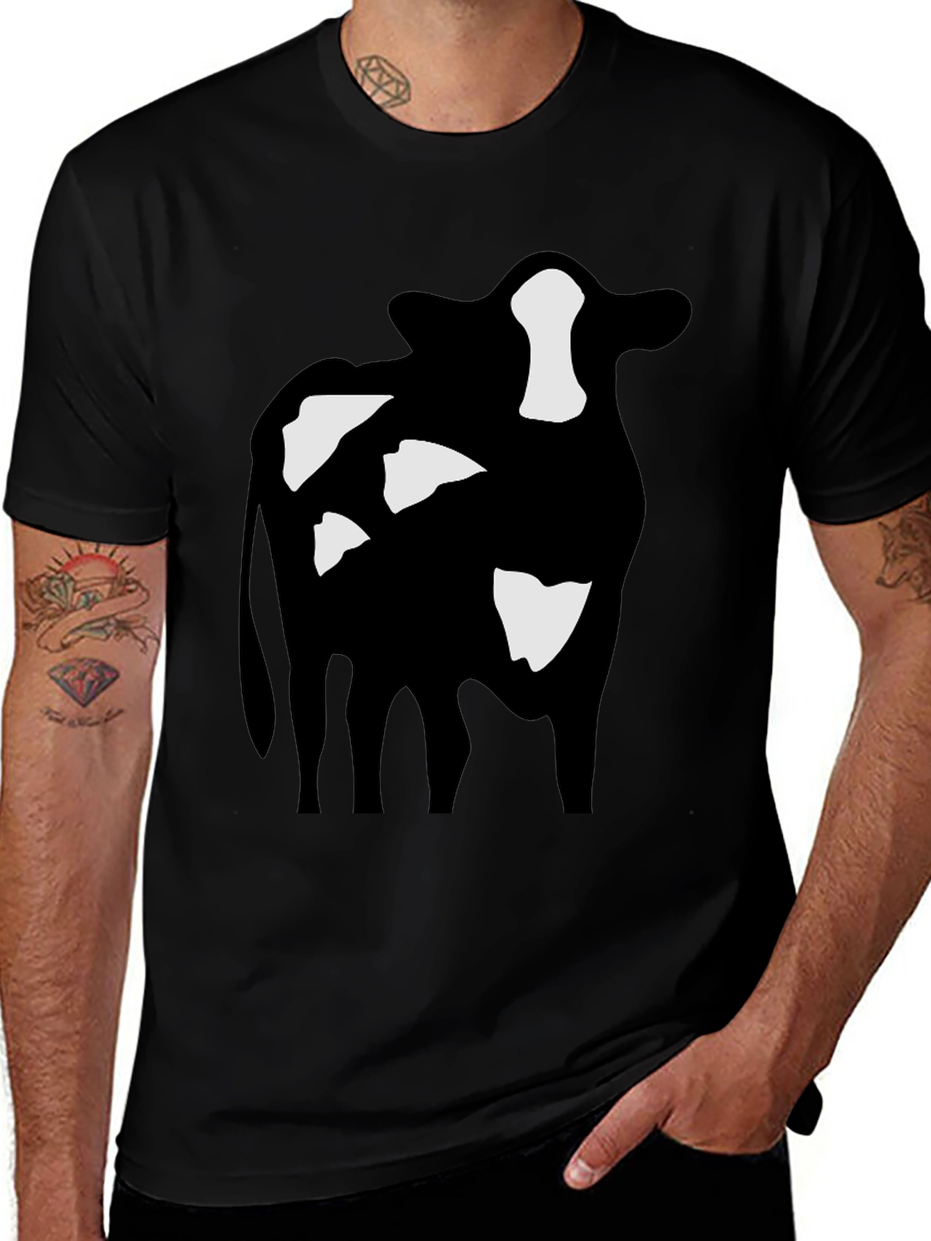 Cow Print Black T-Shirt
