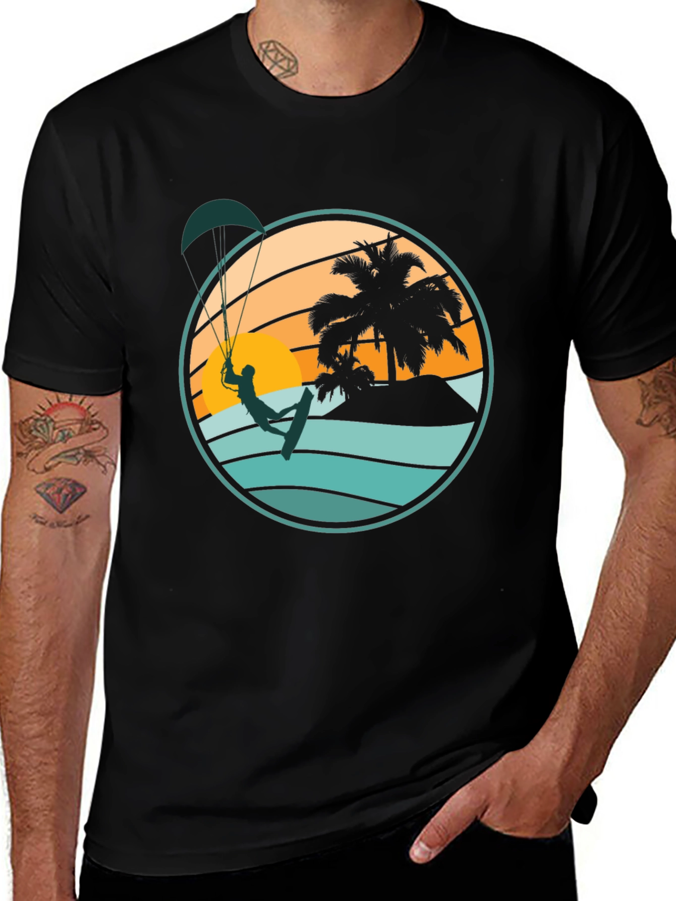 Variant 10 of Tropical Kitesurfing Graphic Tee