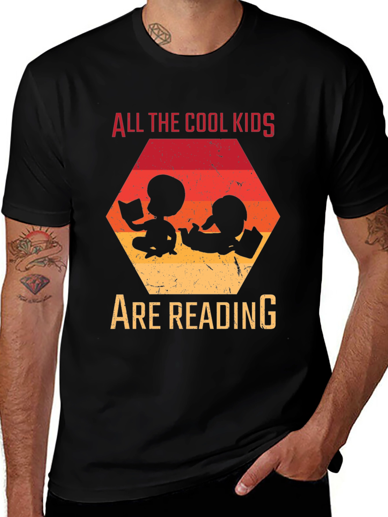 Black Cool Kids Reading Graphic Tee - Black T-Shirt main image