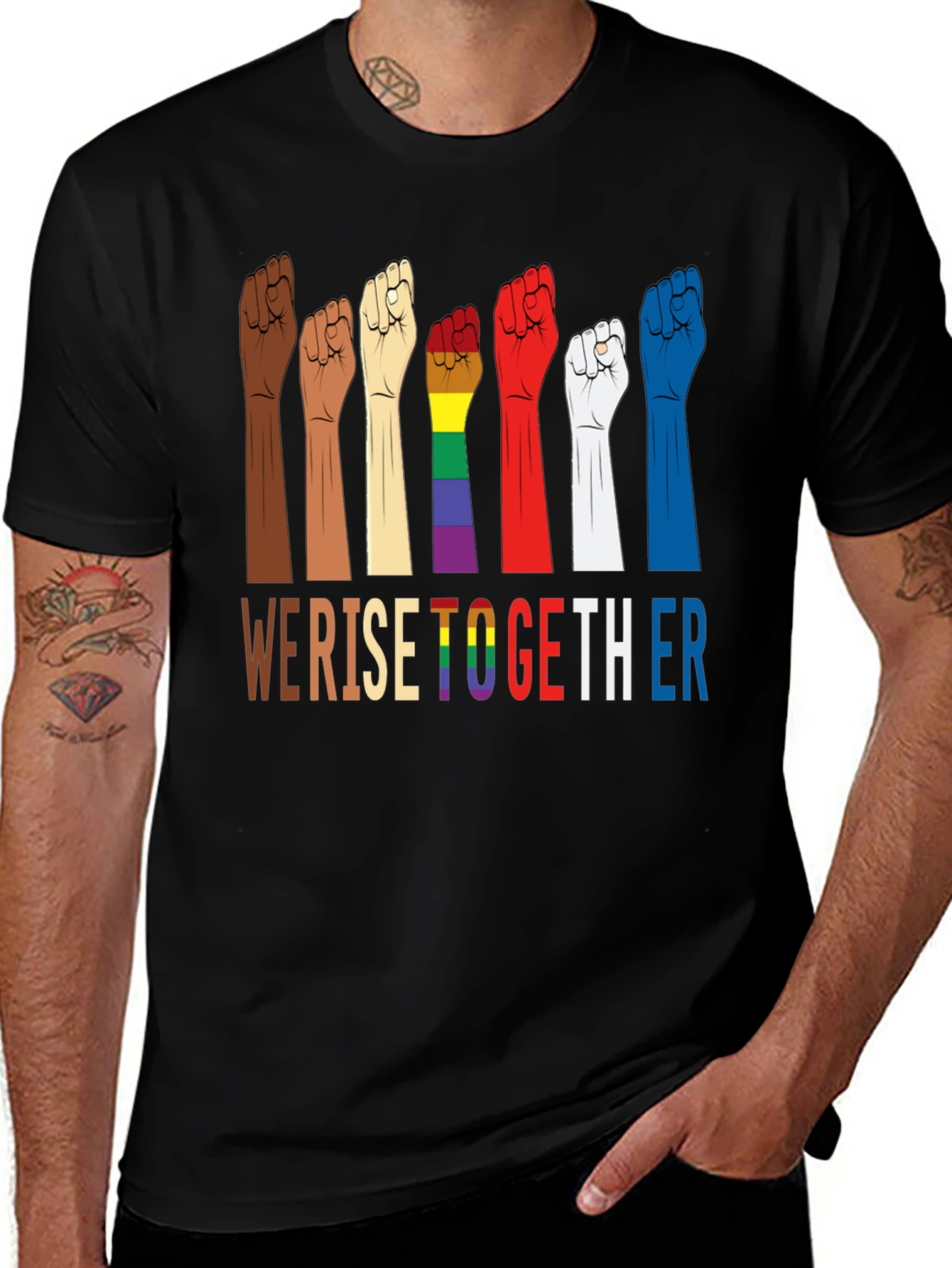 We Rise Together Graphic T-Shirt - Black