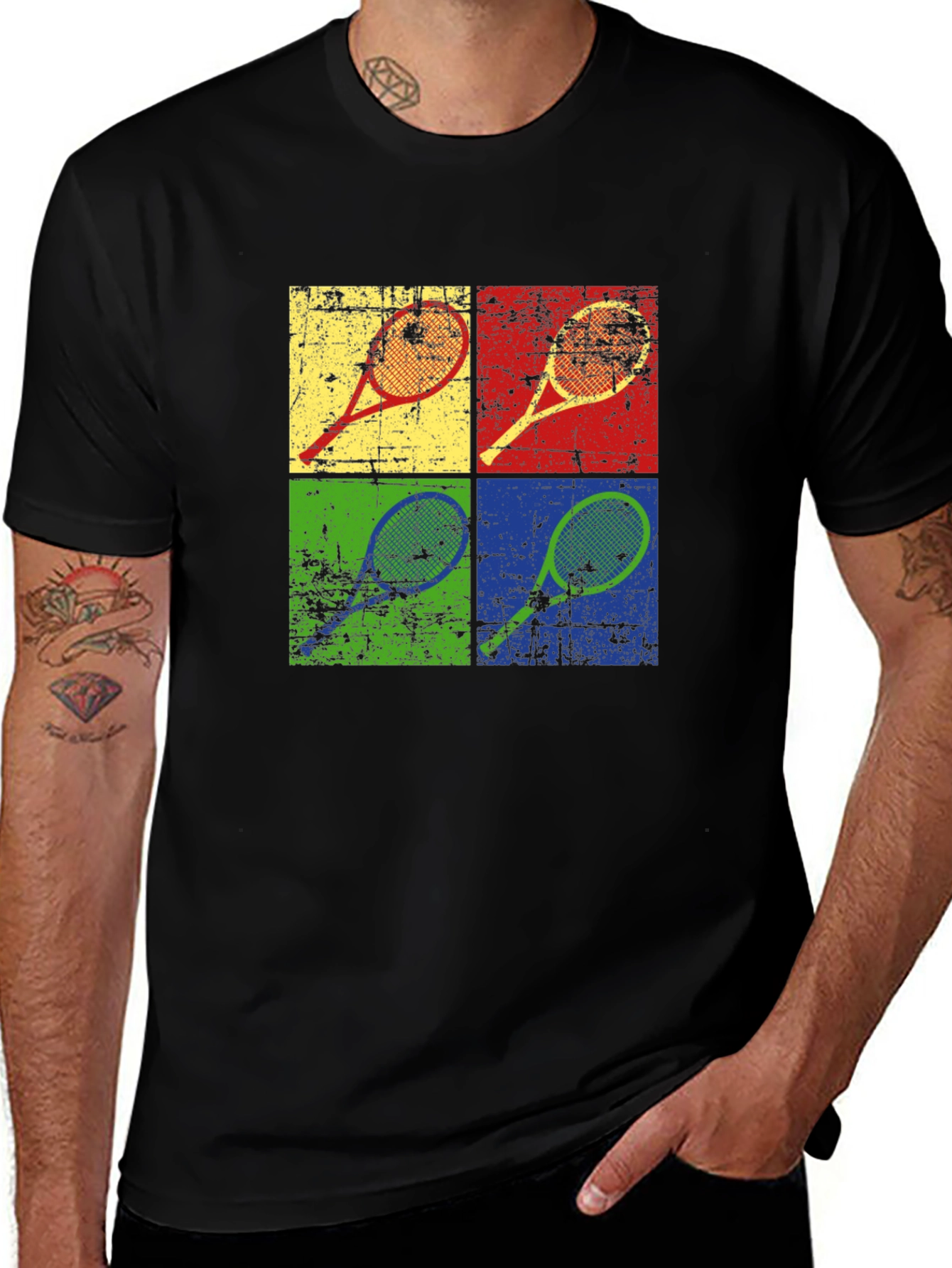Variant 2 of Retro Tennis Racket Graphic Tee - Fun Sporty Style
