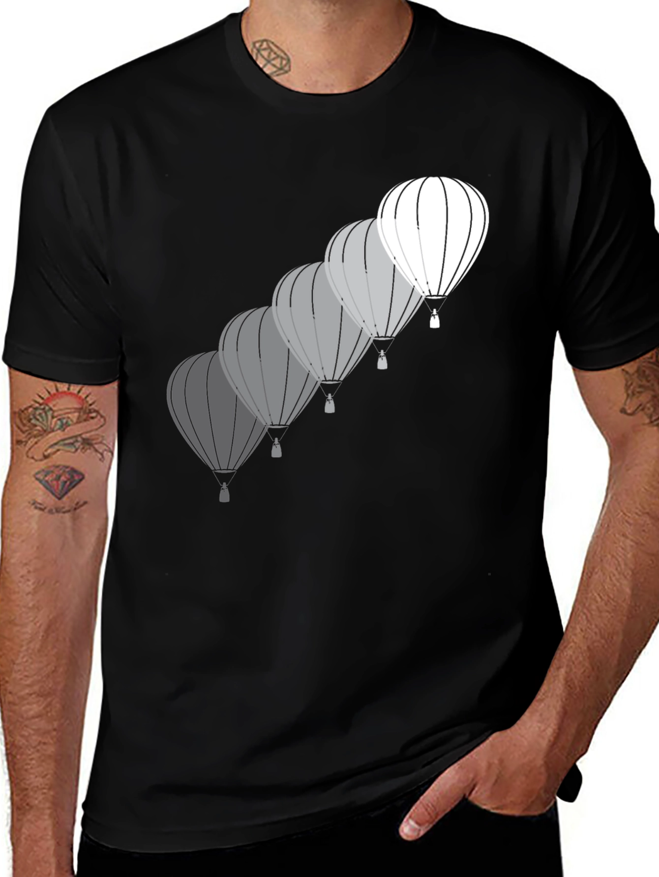 Variant 17 of Men's Hot Air Balloon Graphic Print Crew Neck T-Shirt