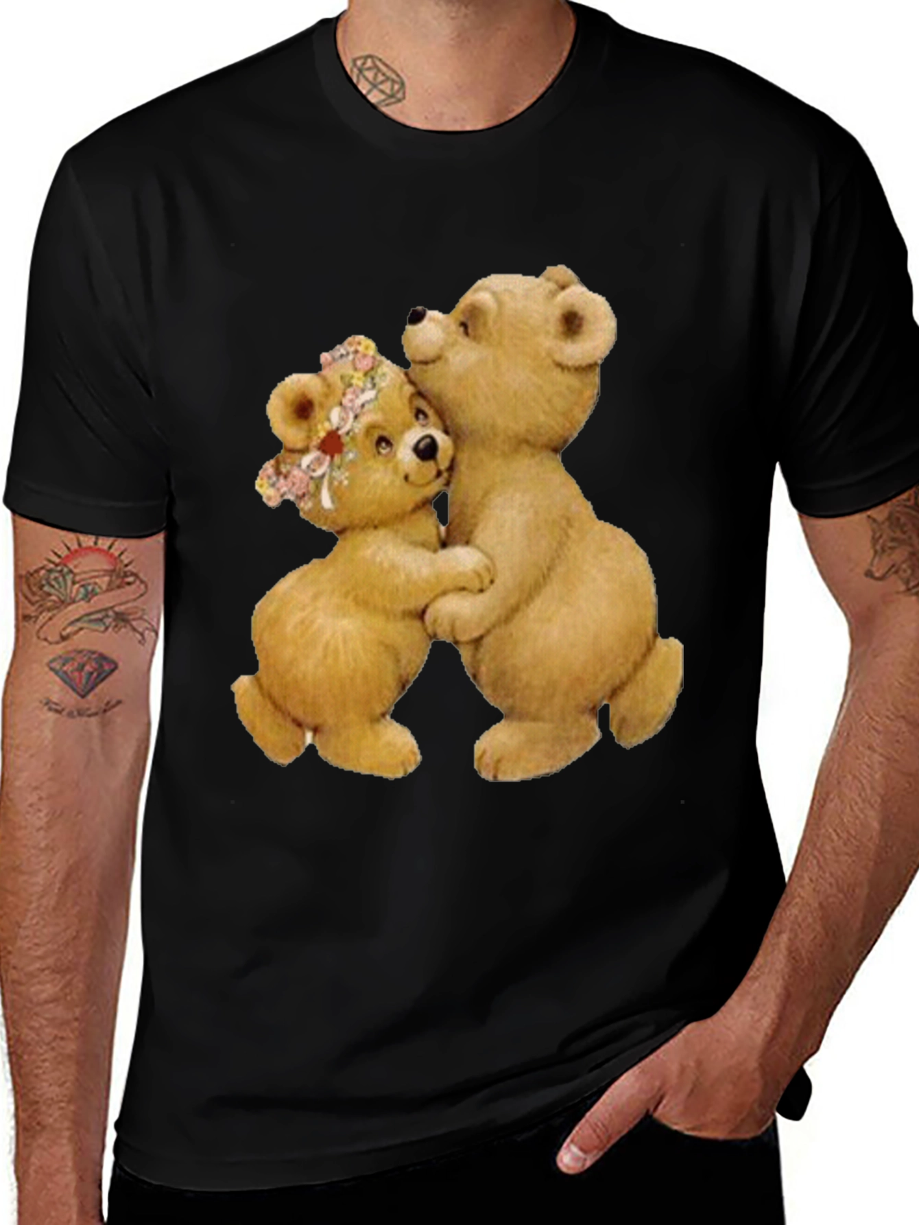 Variant 17 of Cute Teddy Bear Hug Graphic T-Shirt