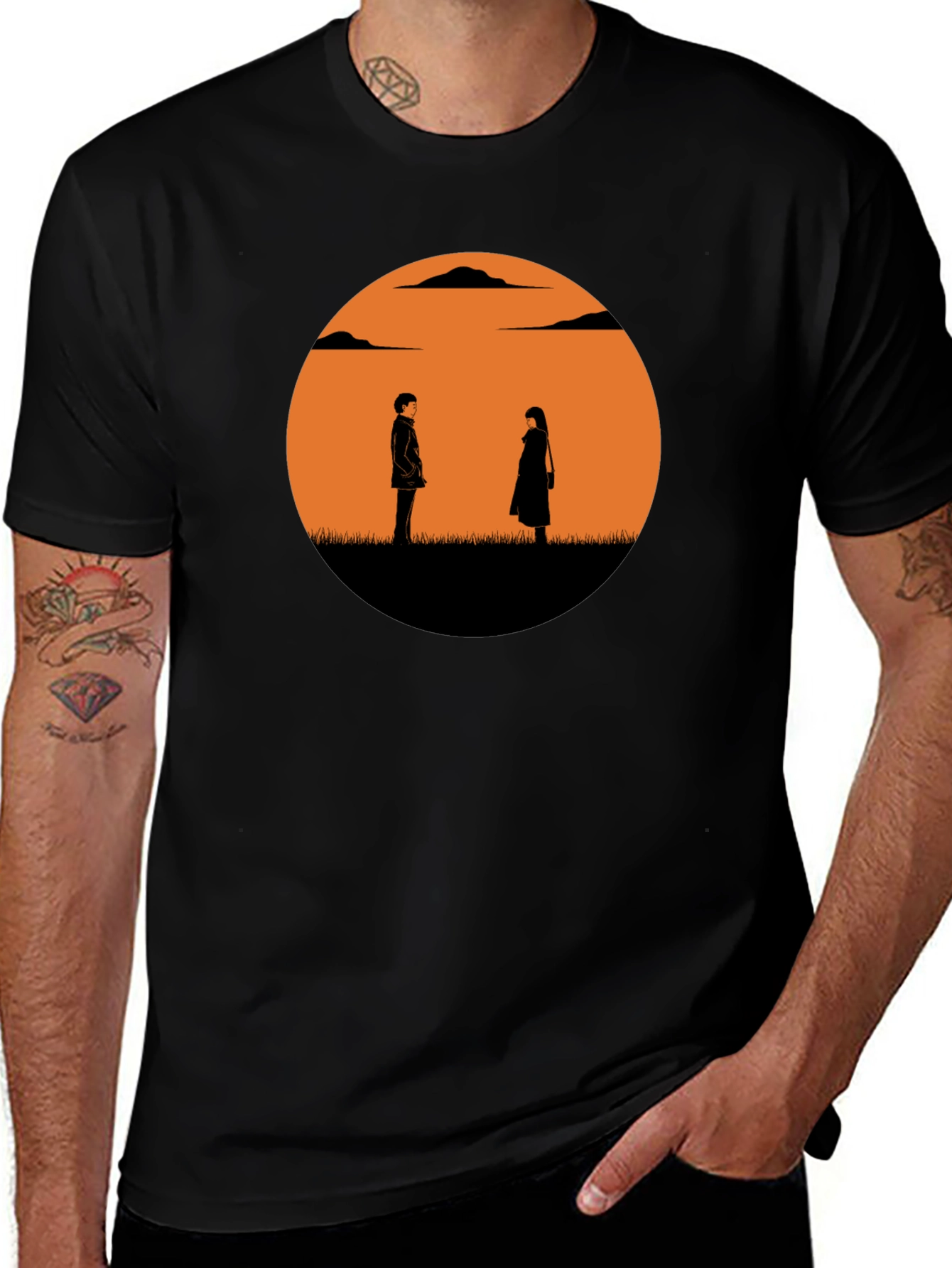 Variant 2 of Sunset Silhouette Graphic Tee - Stylish Casual Wear