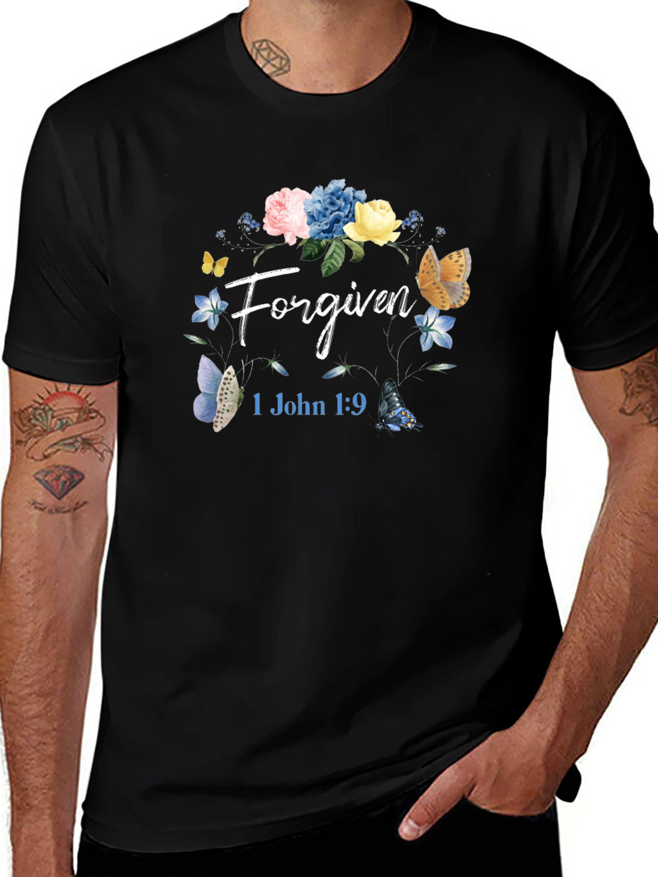 Variant 23 of Forgiven Floral Butterfly Graphic T-Shirt
