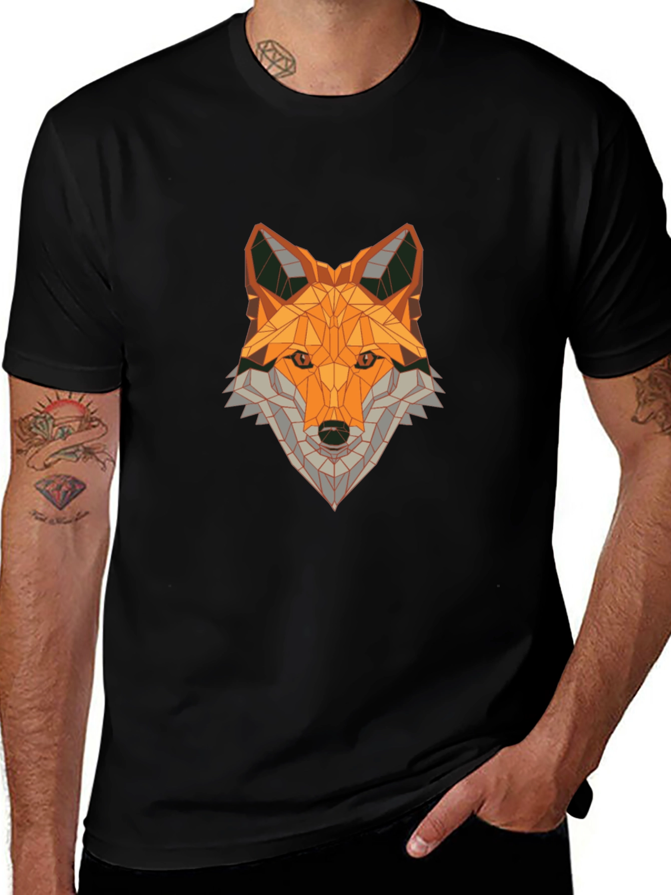 Variant 26 of Geometric Fox Graphic Tee - Modern Art Shirt