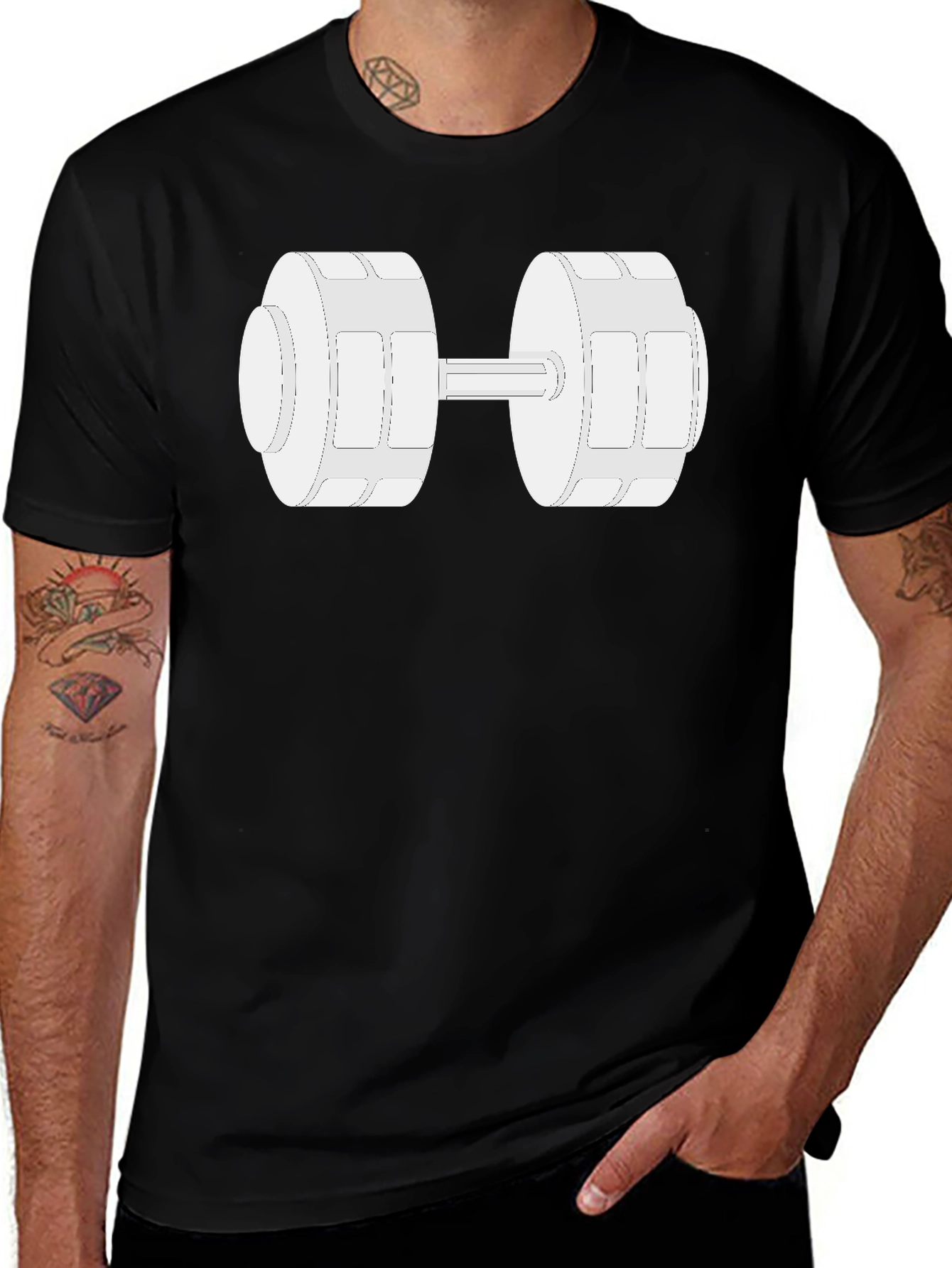 Variant 25 of Workout Ready Graphic Tee - Dumbbell Design