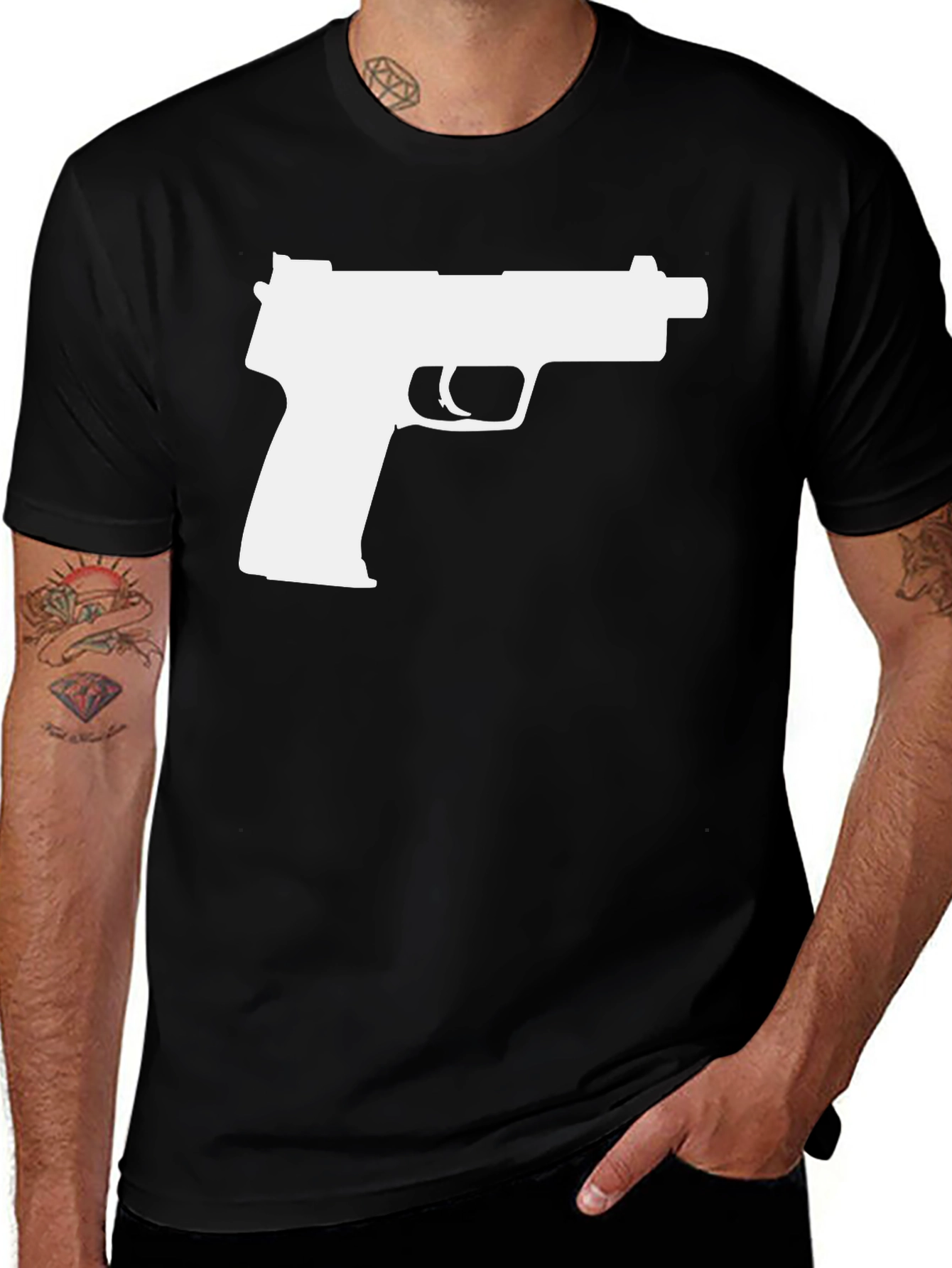 Variant 26 of Gun Silhouette Graphic T-Shirt - Black