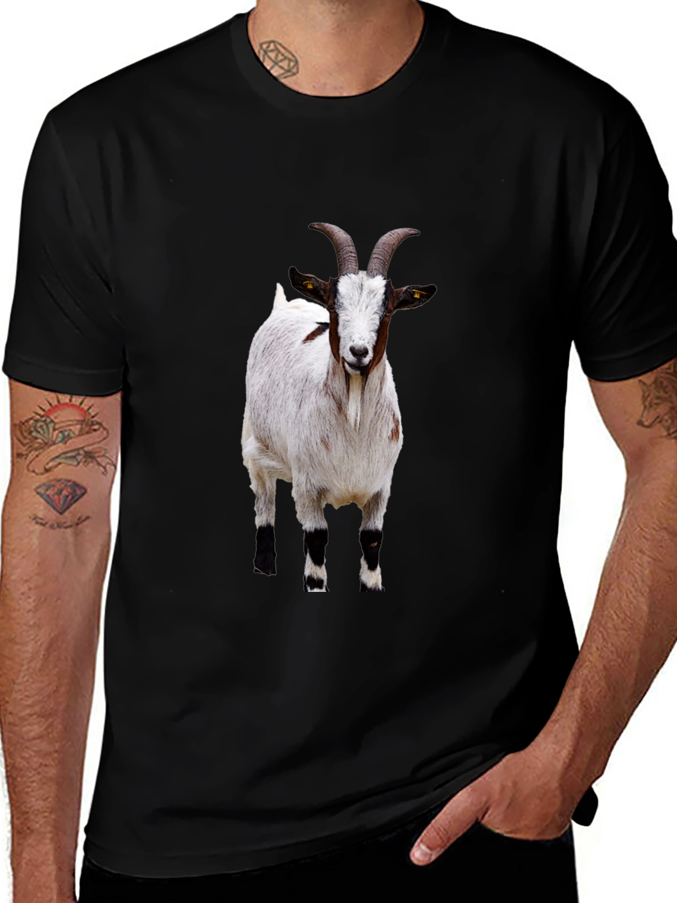 Variant 23 of Goat Graphic Tee - Black Cotton T-Shirt