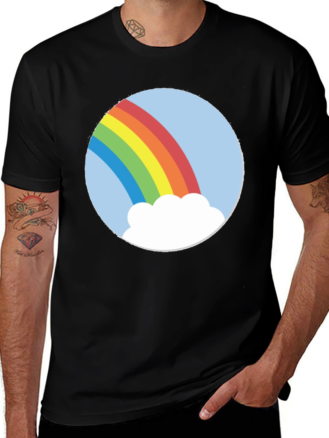 Variant 16 of Rainbow Cloud Graphic Tee - Unisex Black T-Shirt