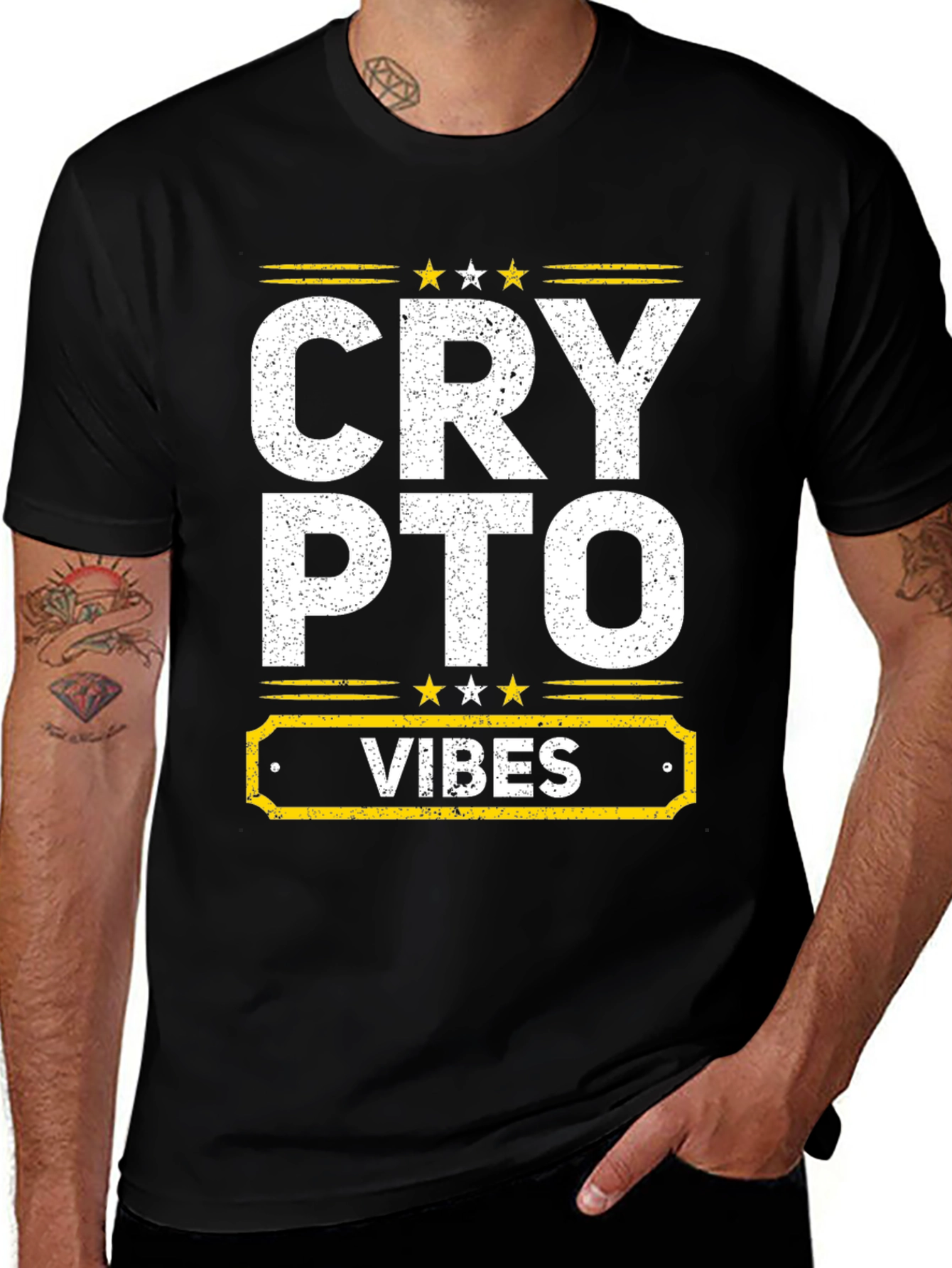Variant 6 of Crypto Vibes Graphic T-Shirt - Black