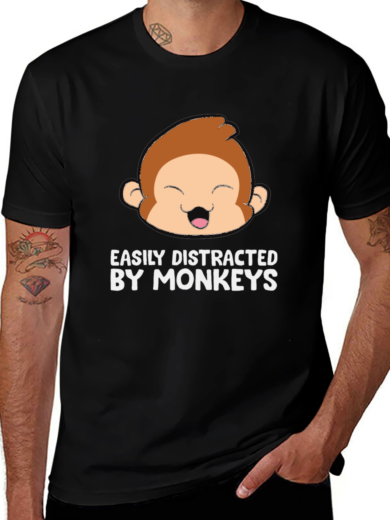 Variant 8 of Easily Distracted By Monkeys Funny Graphic Tee