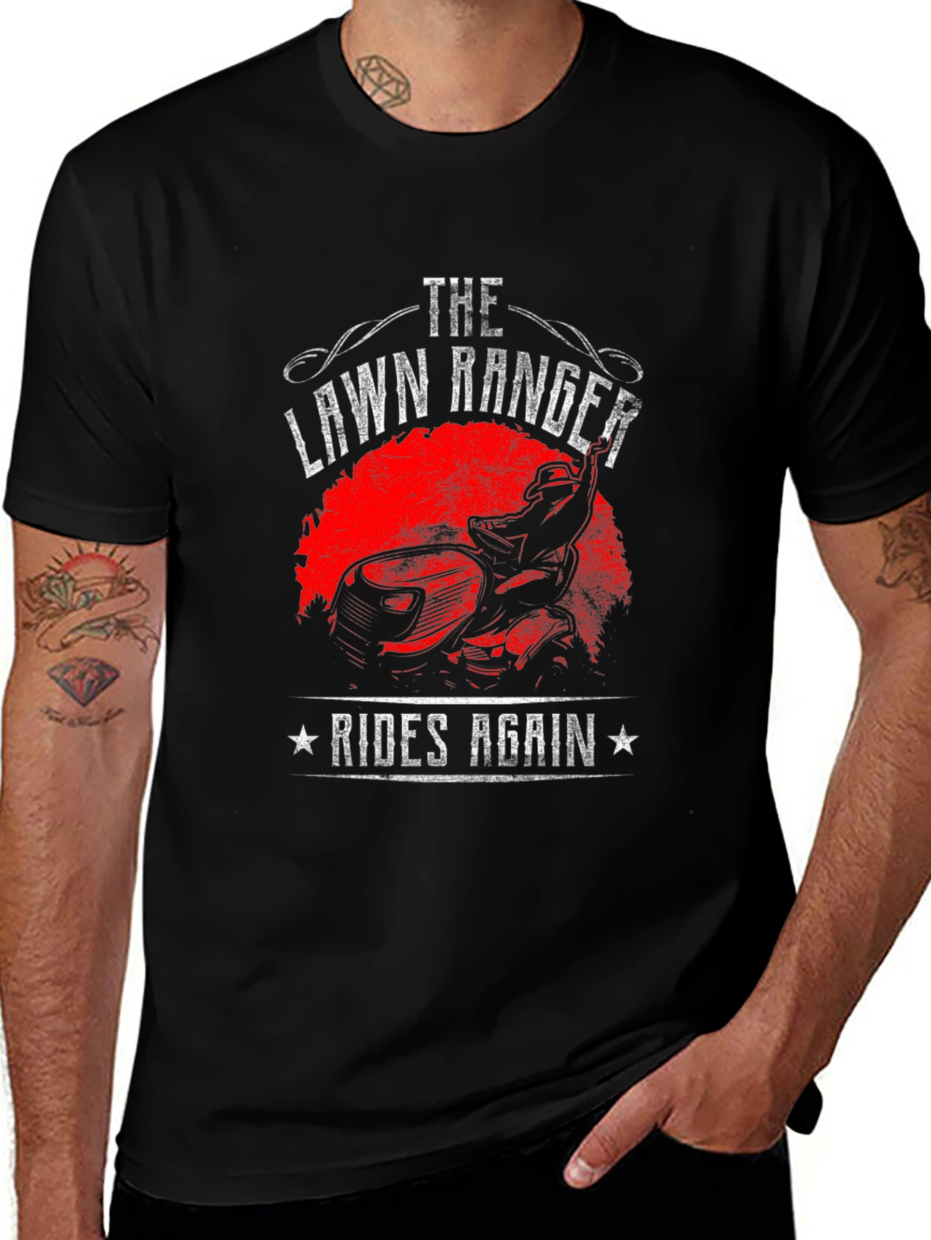 The Lawn Ranger Rides Again Black Graphic Tee