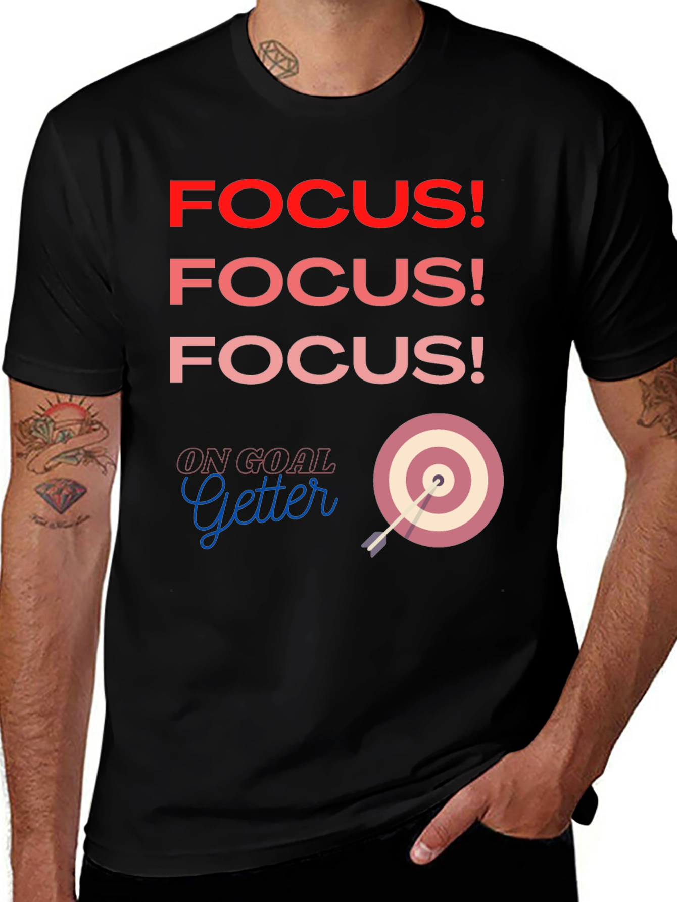 Variant 4 of Focus! Goal Getter Graphic T-Shirt - Stylish Motivation