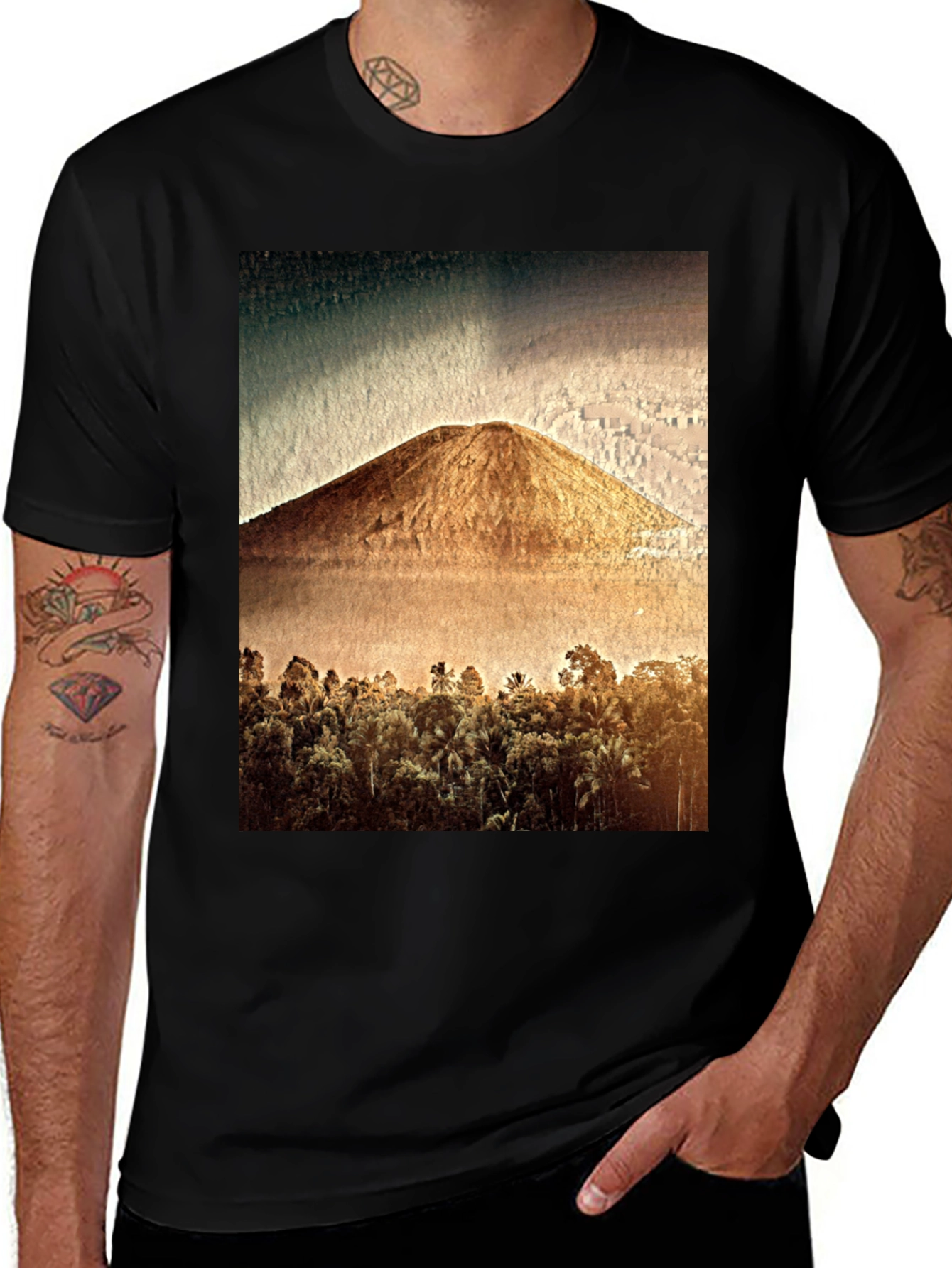 Variant 27 of Mountain & Forest Graphic Print Black Tee