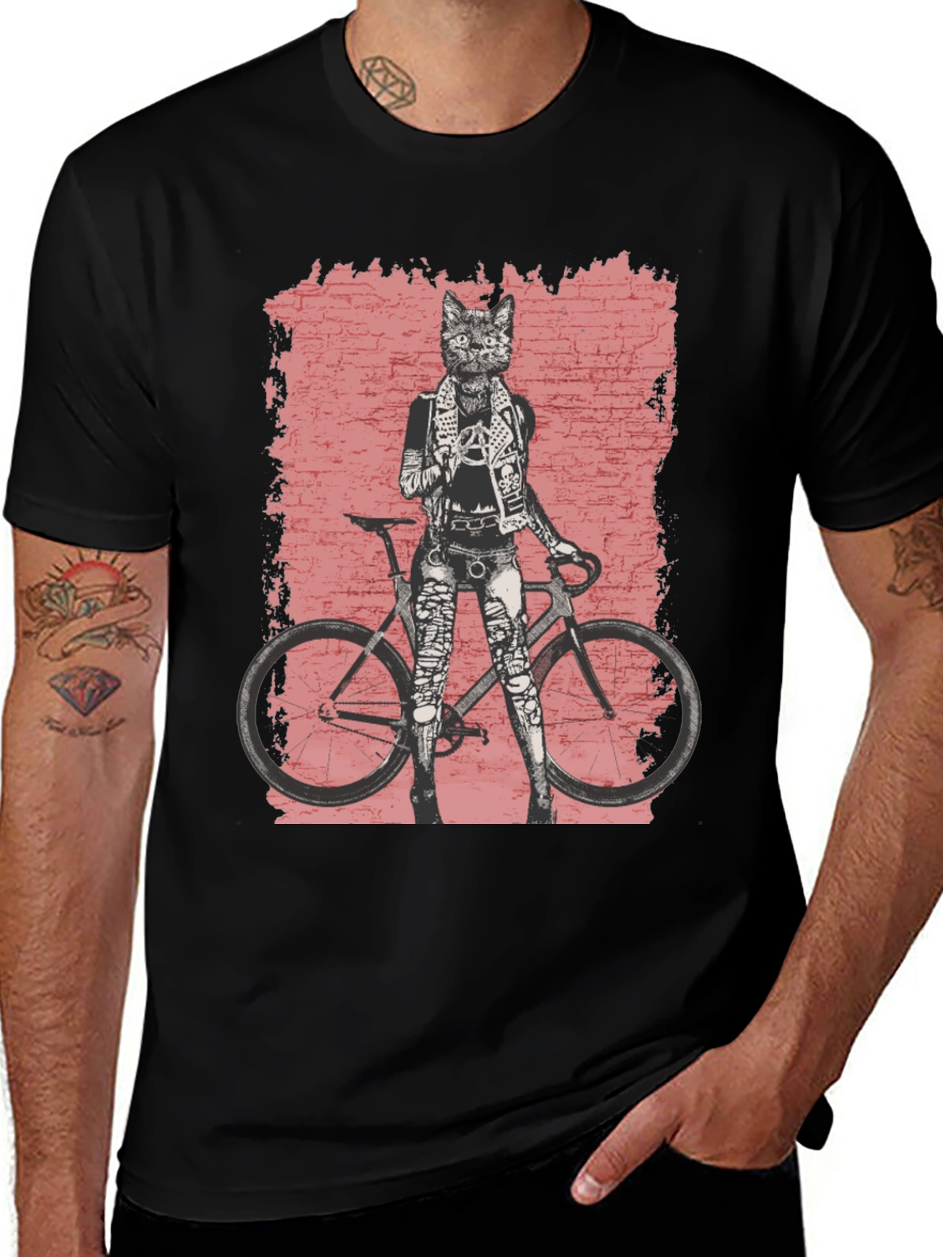 Variant 21 of Punk Cat on Bike Graphic Tee