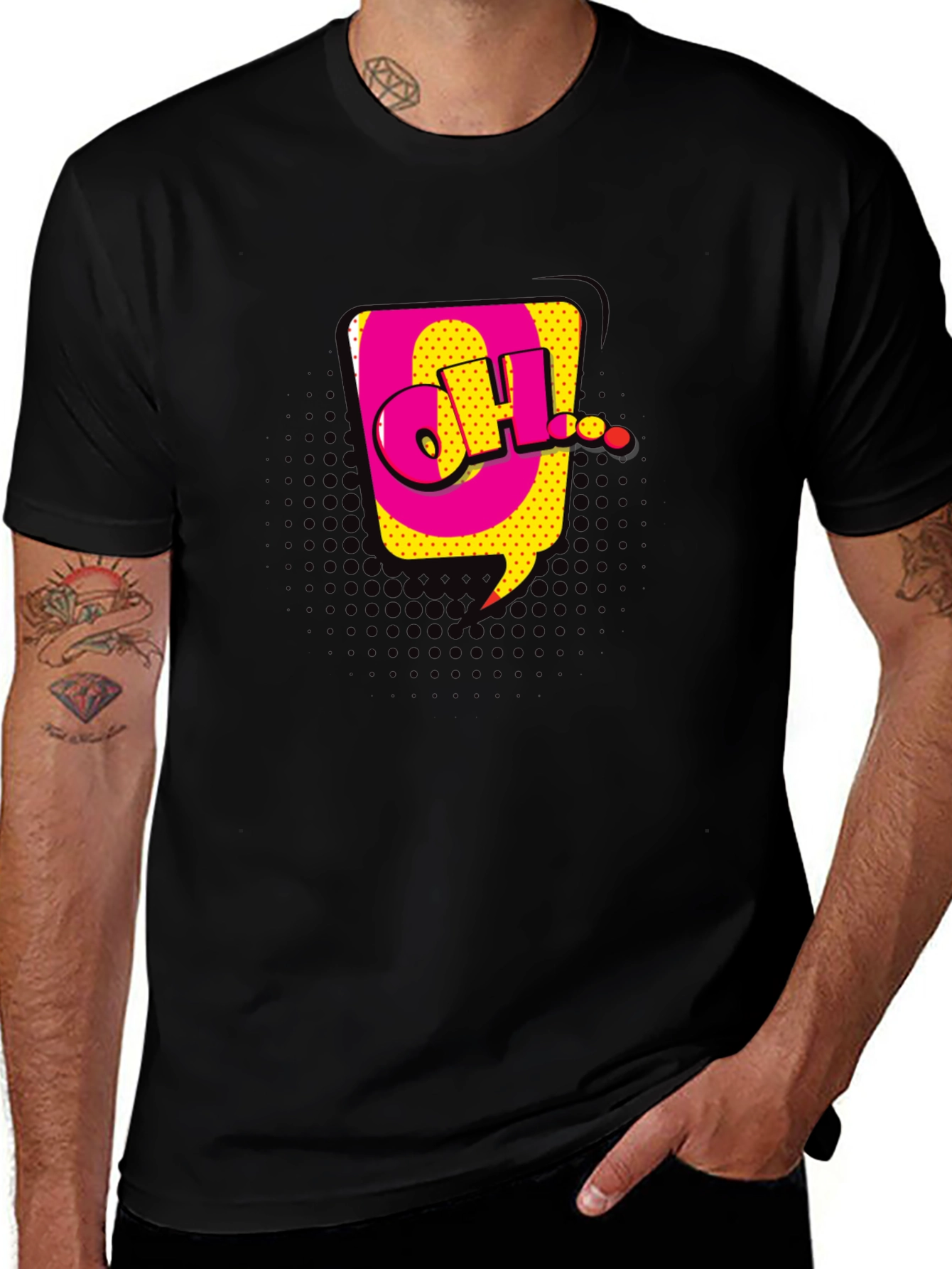 Variant 20 of Pop Art "OH!" Graphic Black T-Shirt