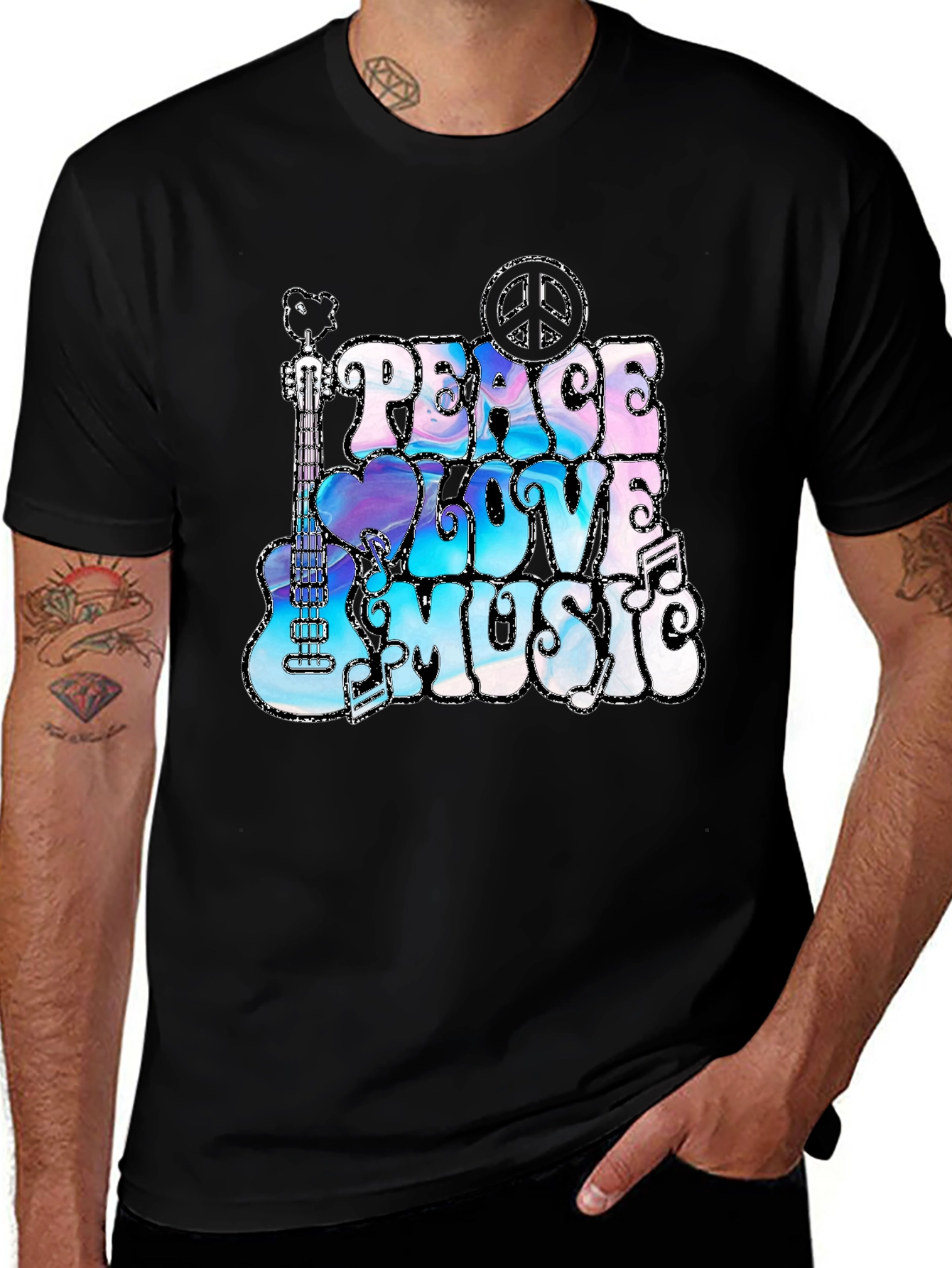 Variant 6 of Peace Love Music Graphic T-Shirt