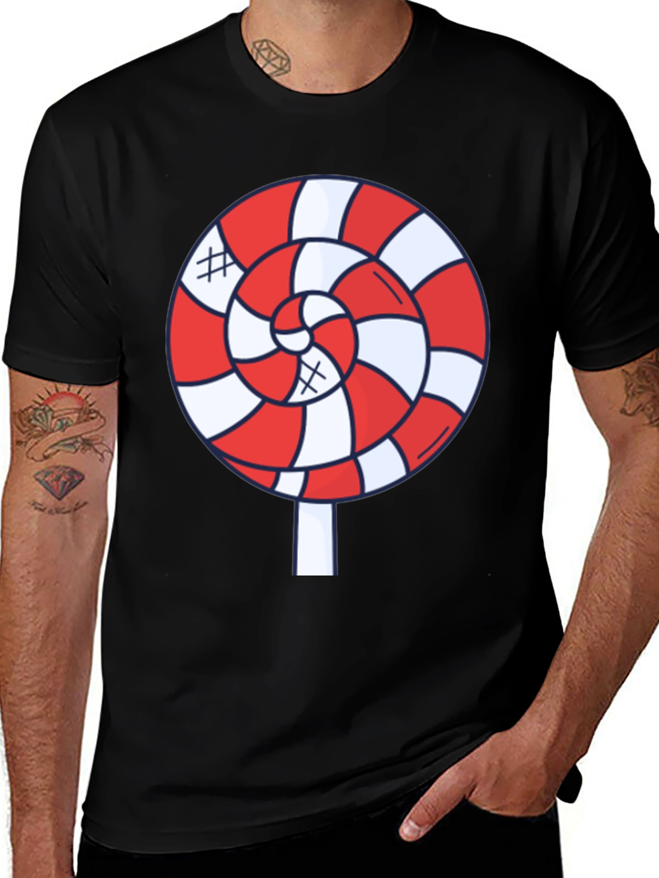 Candy Swirl Graphic Tee - Fun Black T-Shirt