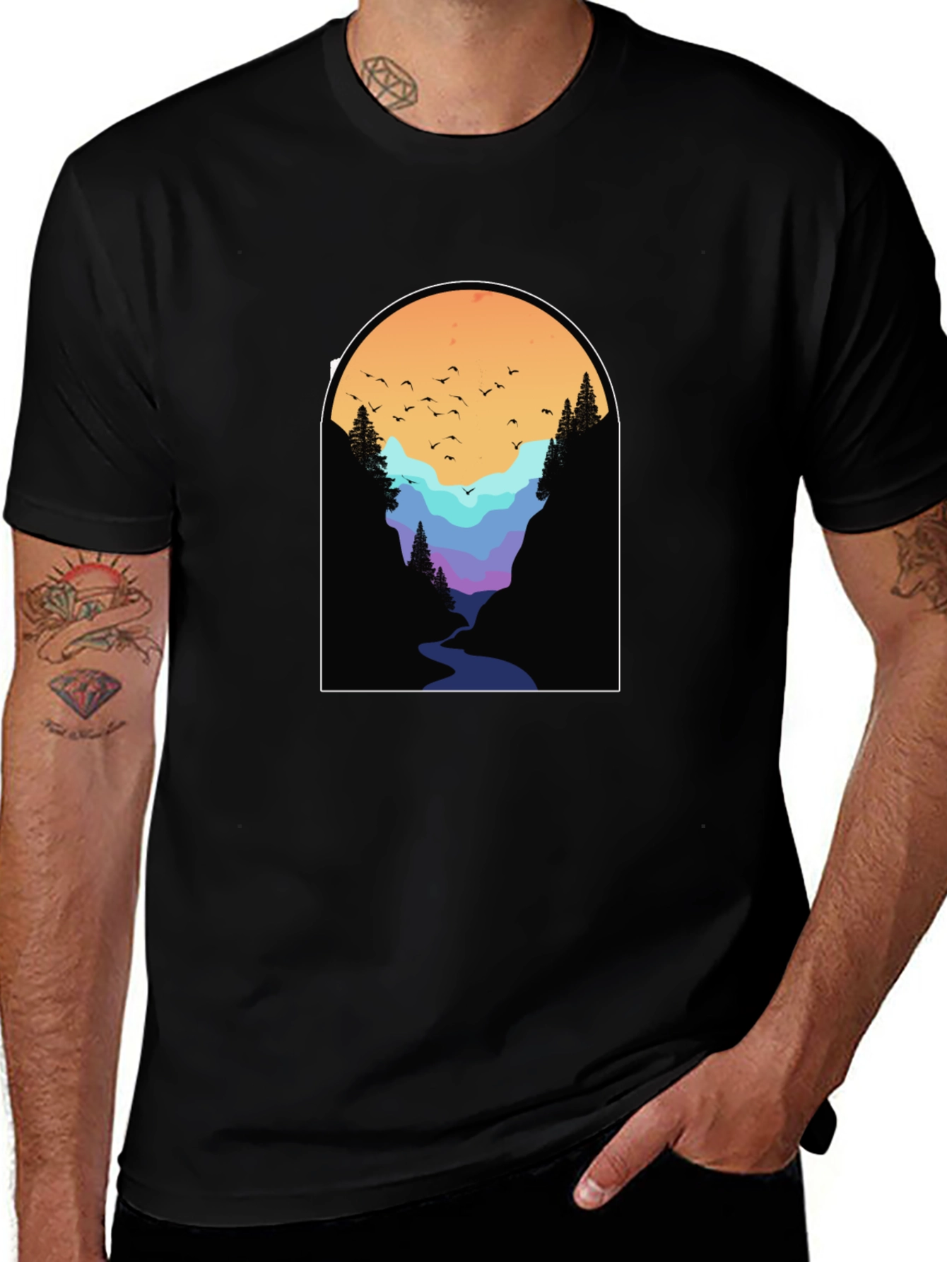 Variant 25 of Scenic River Graphic Tee - Nature Inspired Design