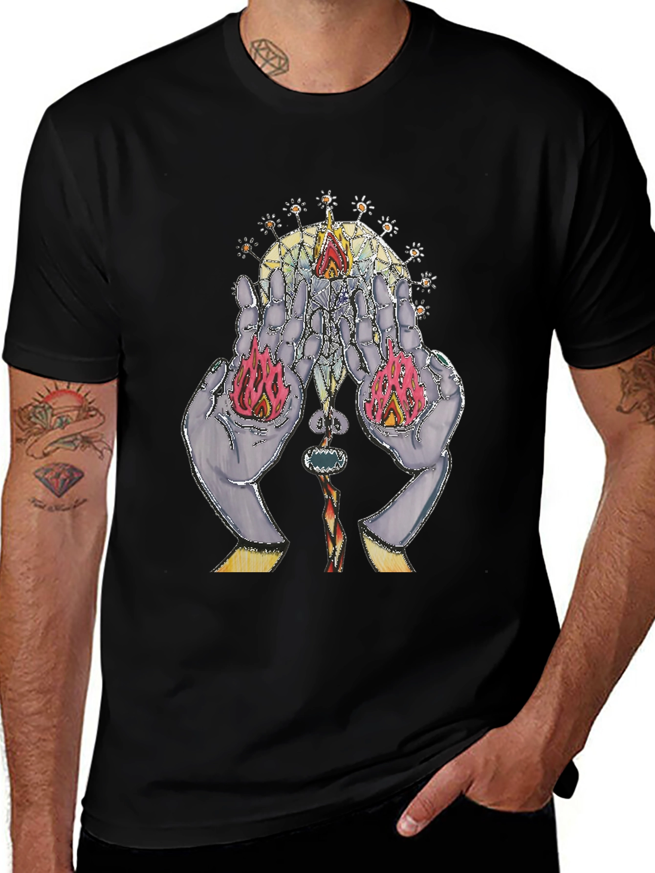 Variant 21 of Mystic Hands Graphic T-Shirt - Black
