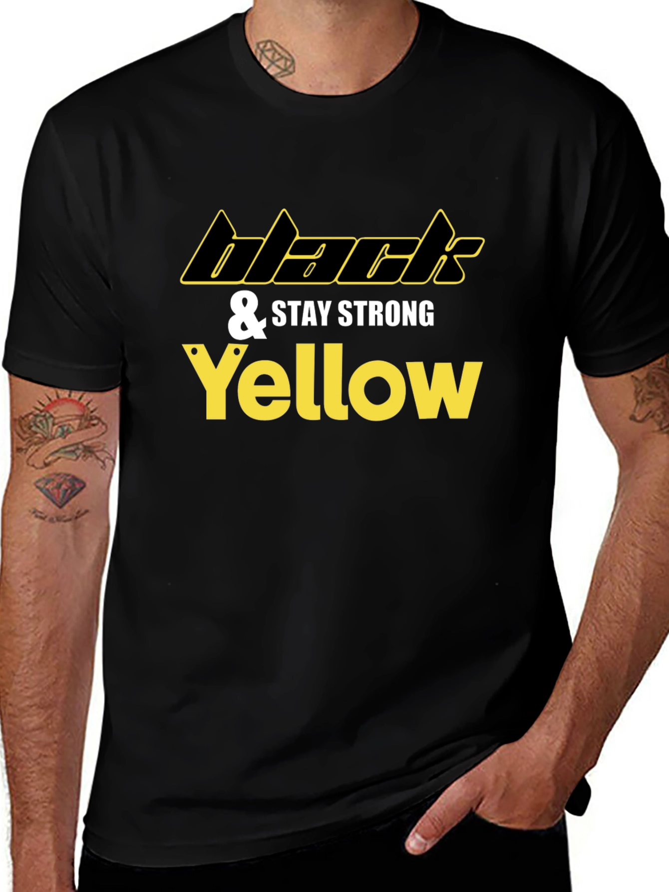 Variant 5 of Black & Yellow Stay Strong Graphic Tee