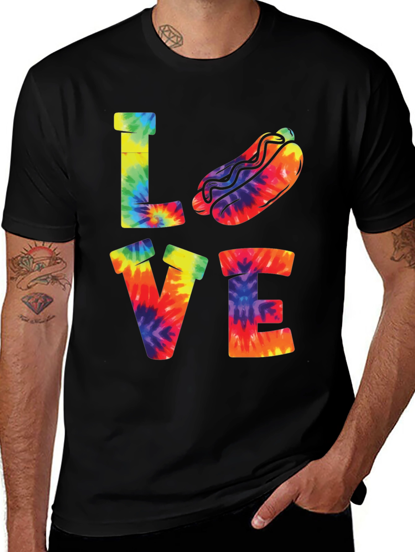 Variant 15 of Tie-Dye Love Hotdog Graphic Tee