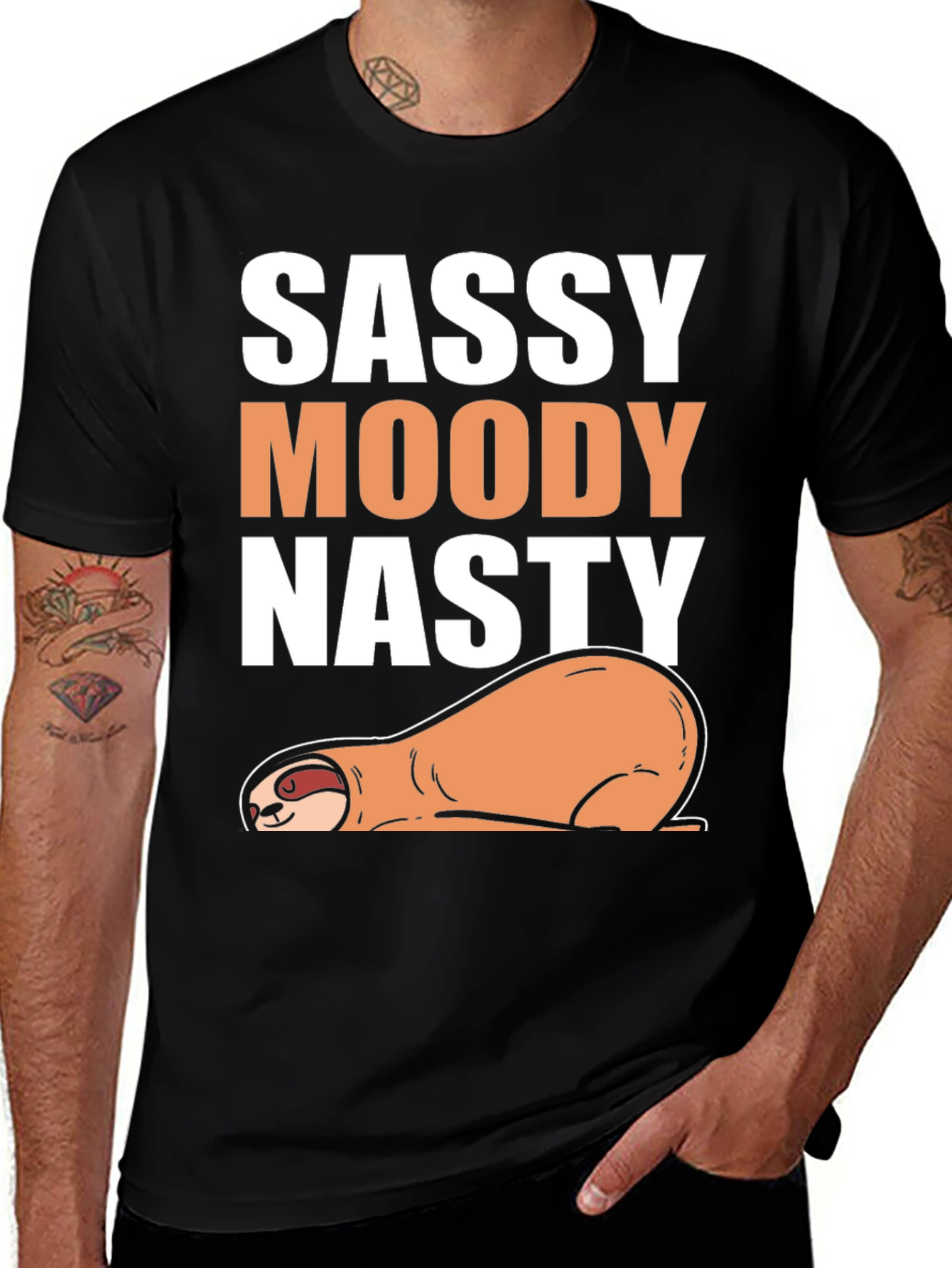Variant 17 of Sassy Moody Nasty Sloth Graphic Tee