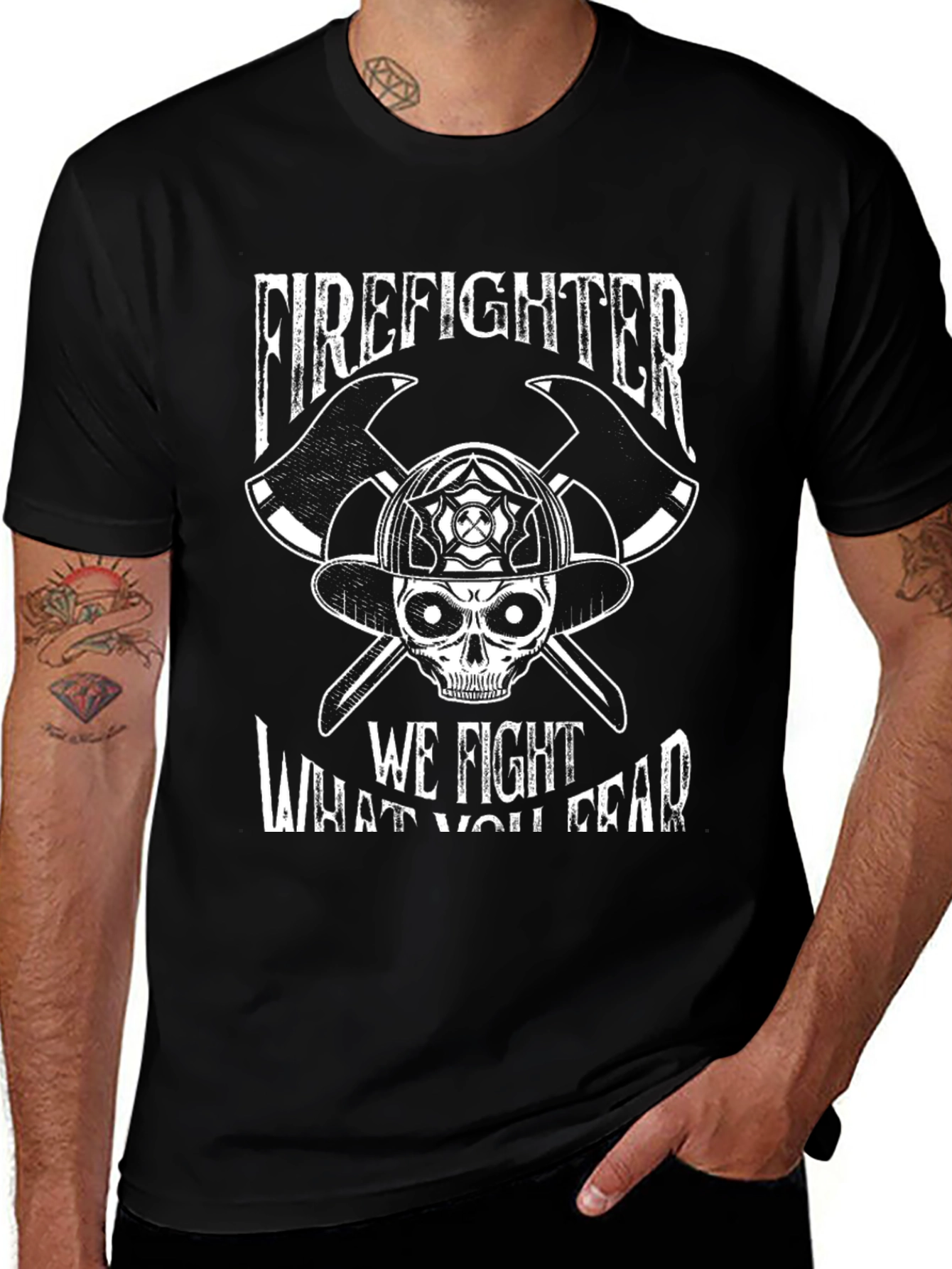 Variant 20 of Firefighter Skull Graphic Tee - We Fight What You Fear!