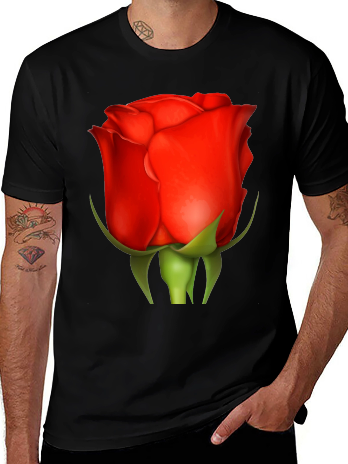 Variant 24 of Red Rose Graphic Tee - Classic Floral Design