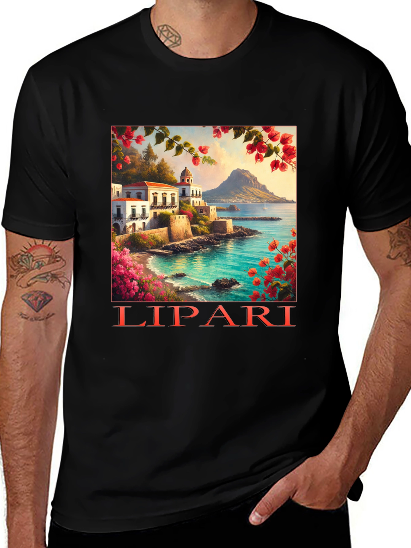 Lipari Island Graphic Tee - Black T-Shirt