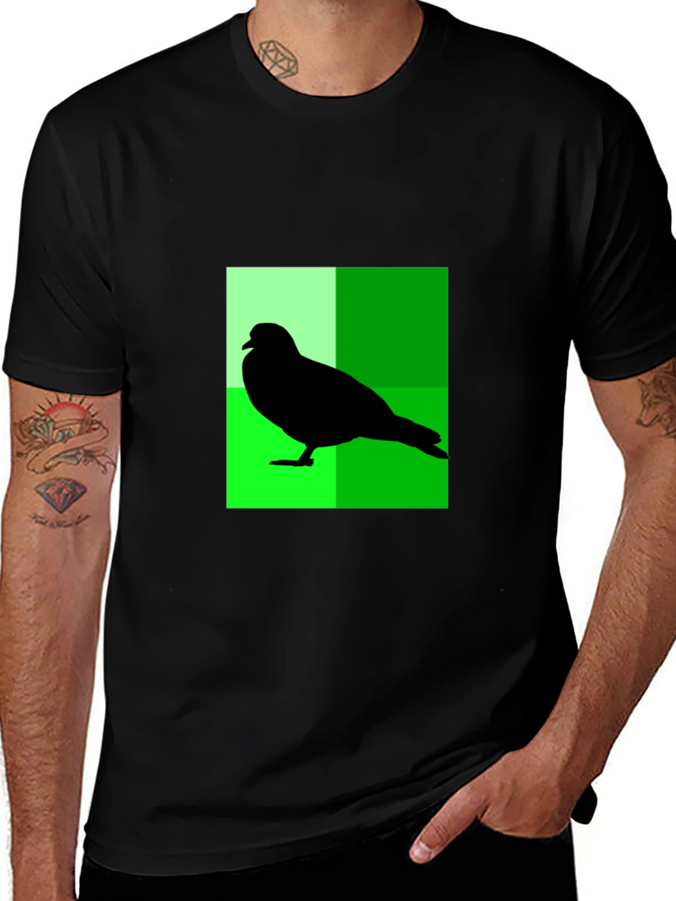 Variant 4 of Stylish Bird Graphic Tee - Black