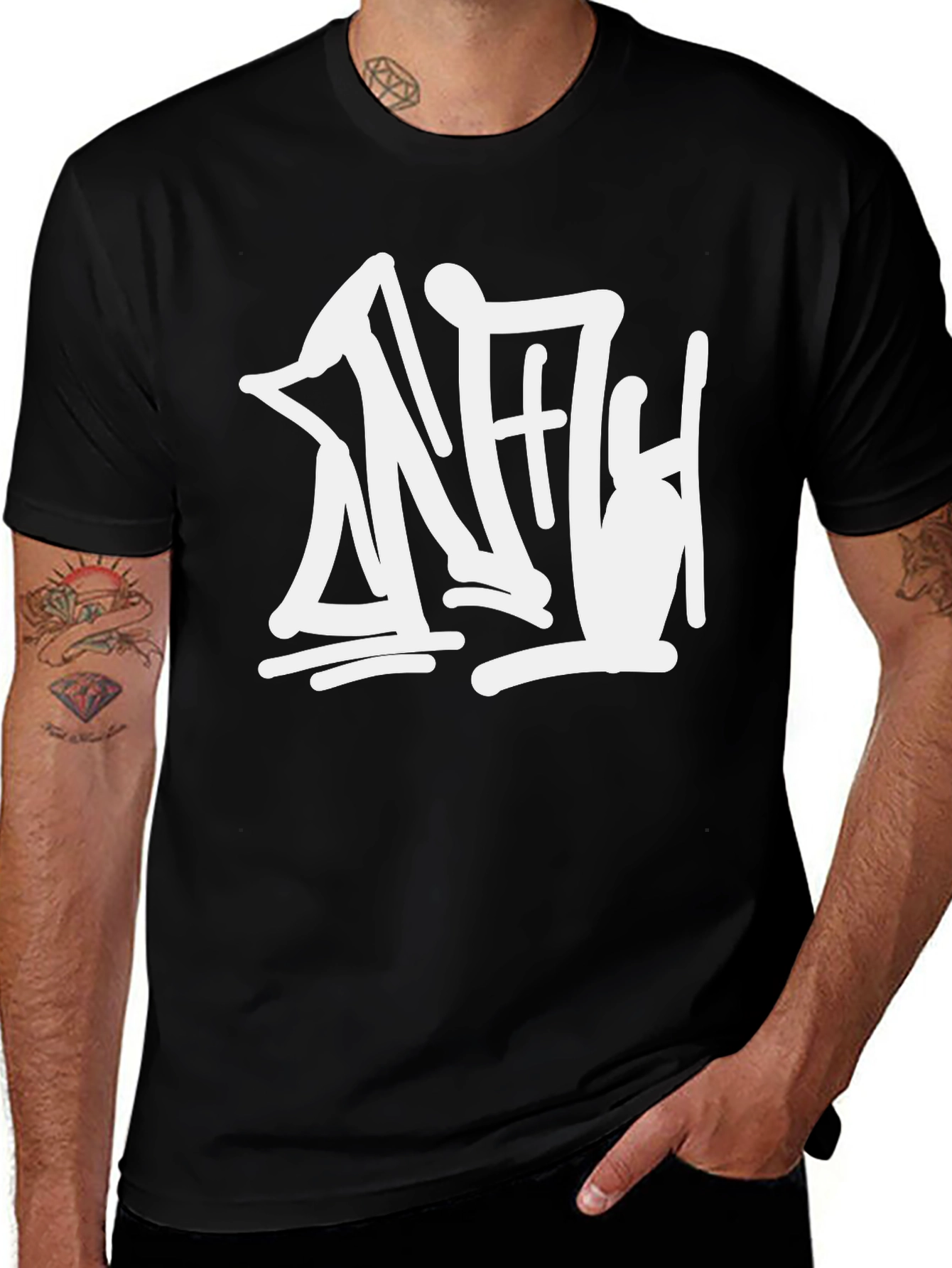 Variant 25 of Black T-Shirt with White Graphic
