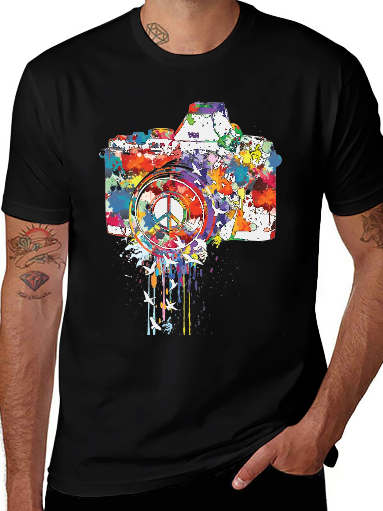 Variant 15 of Peace Camera Graphic Tee - Artsy Design