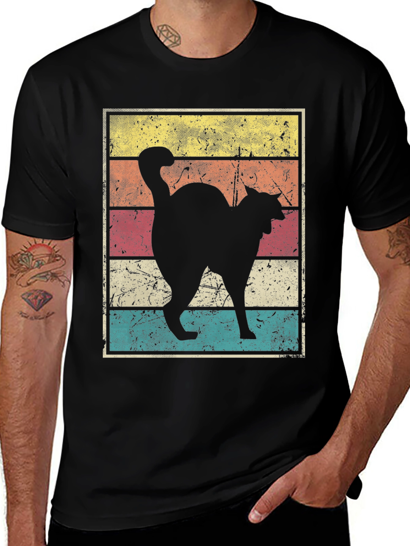 Variant 12 of Retro Cat Graphic T-Shirt - Vintage Style Design