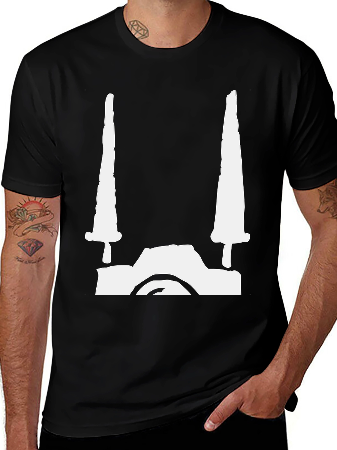 Variant 22 of Edgy Swords Graphic Tee - Black Cotton Blend