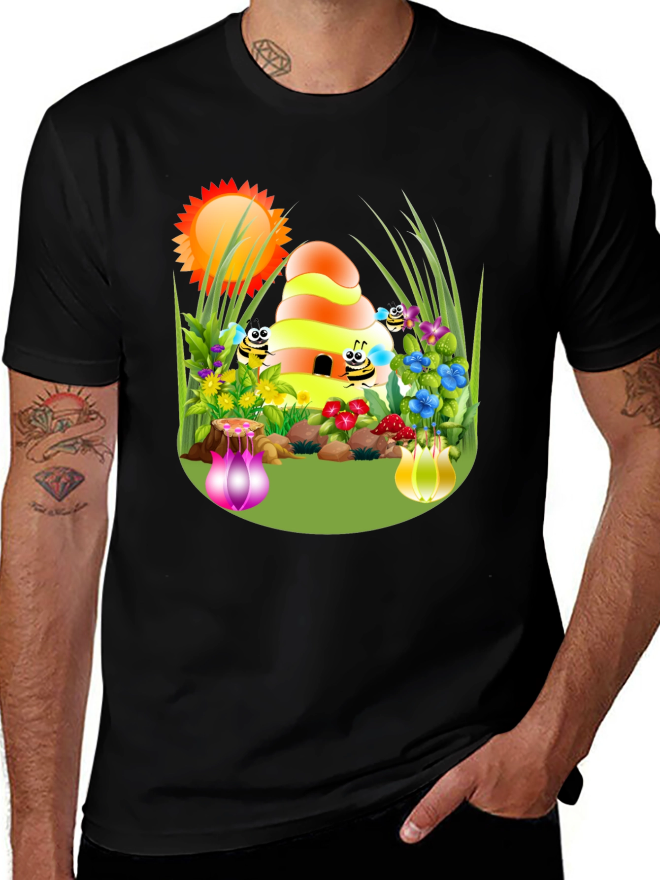 Variant 7 of Bee Happy T-Shirt - Nature Graphic Tee