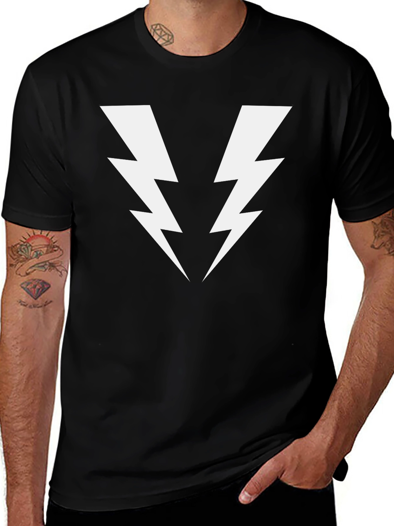 Variant 24 of Bold Lightning Bolt Graphic Tee - Black