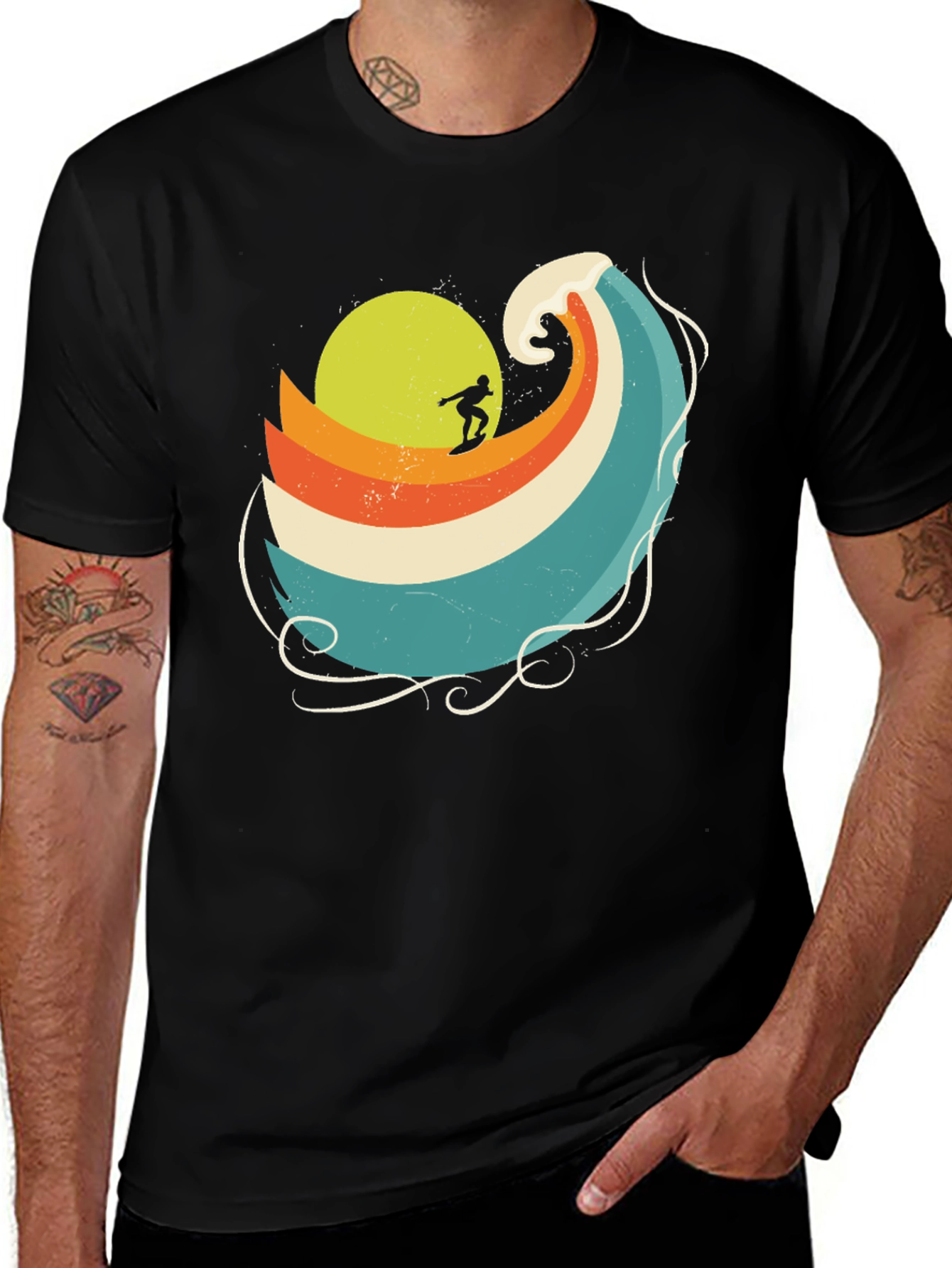Variant 22 of Retro Surfer Wave Graphic T-Shirt