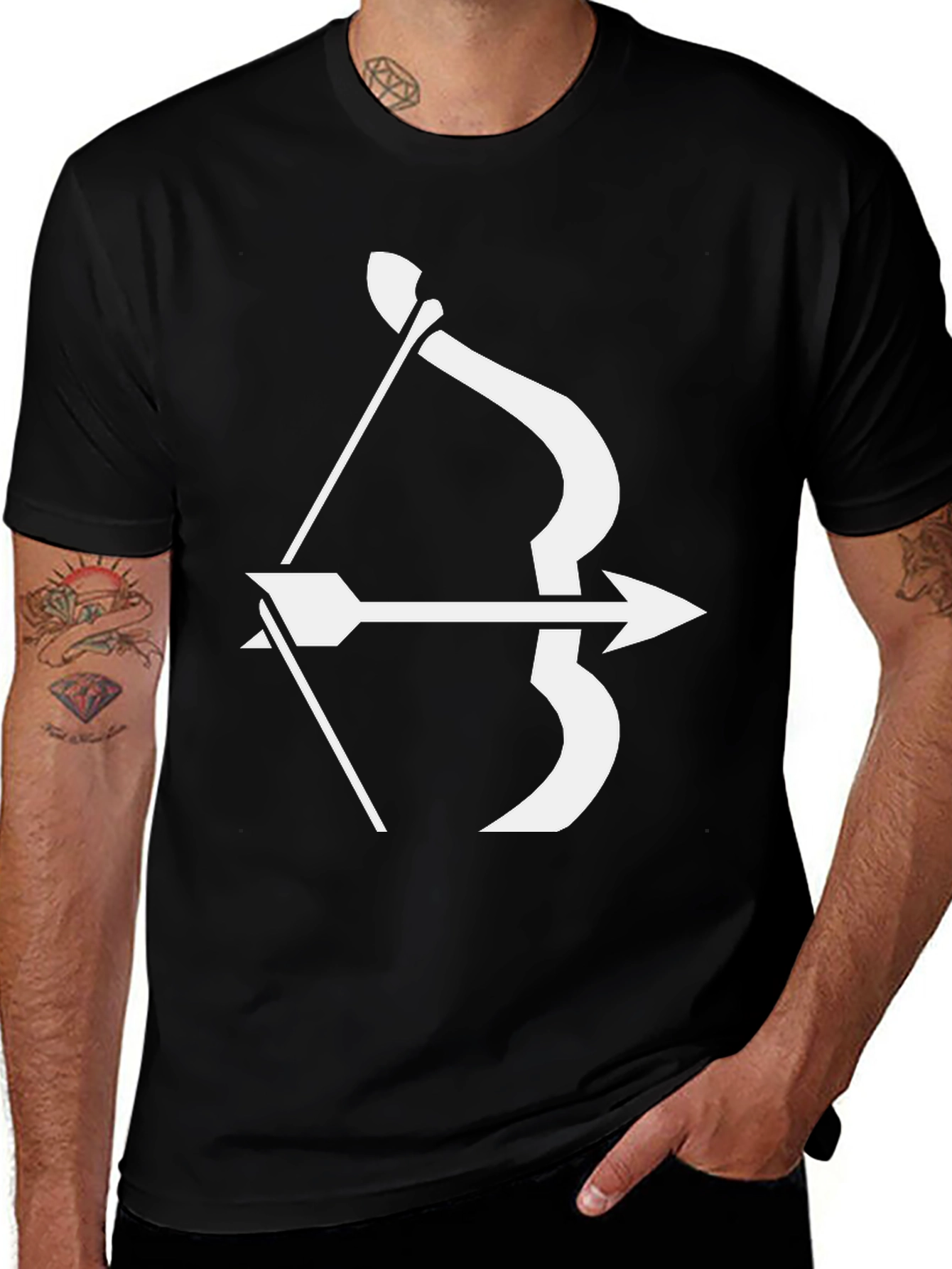 Variant 10 of Archer Graphic Tee - Black Bow and Arrow Design
