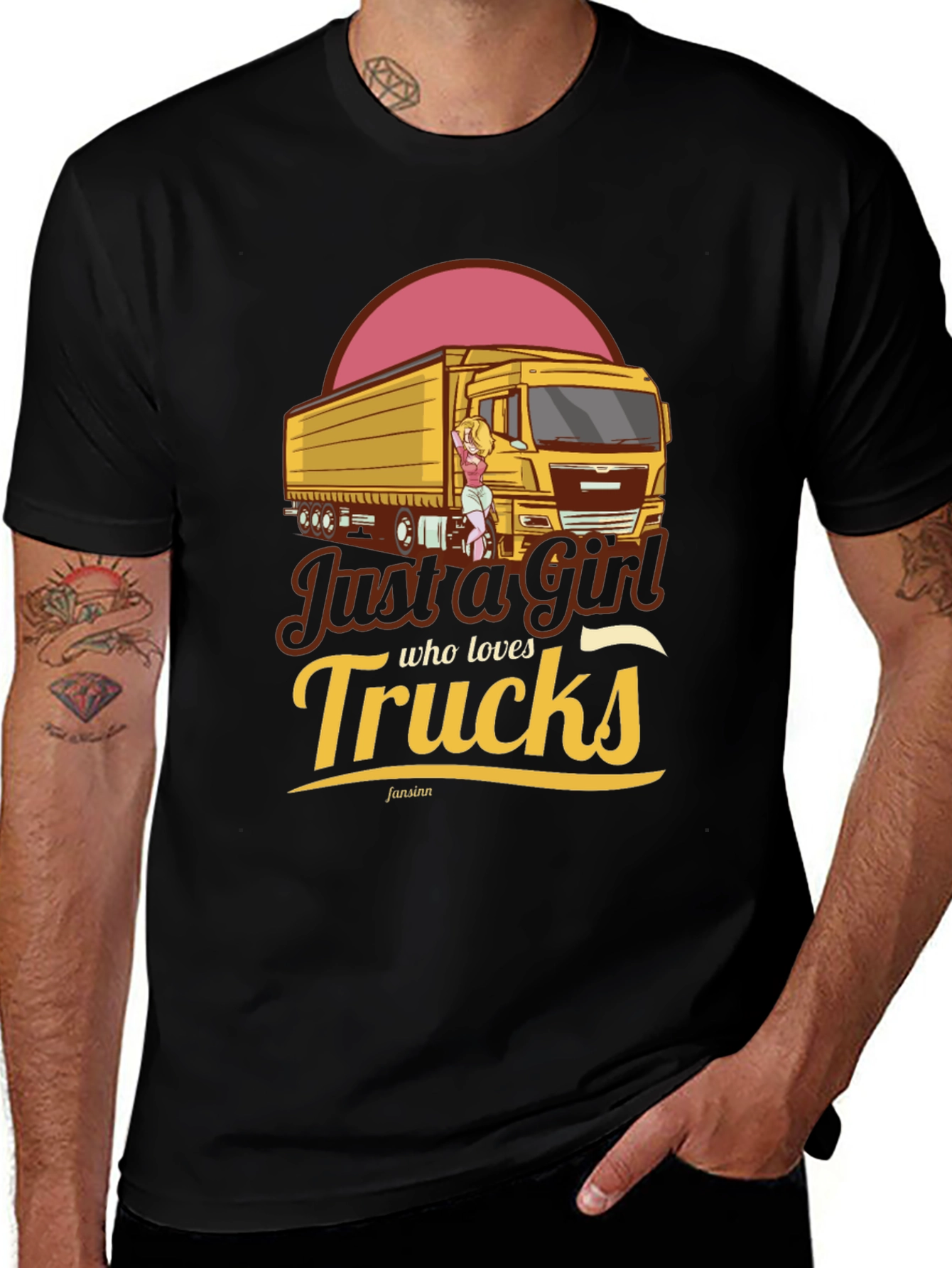 Variant 18 of Just a Girl Who Loves Trucks Black T-Shirt