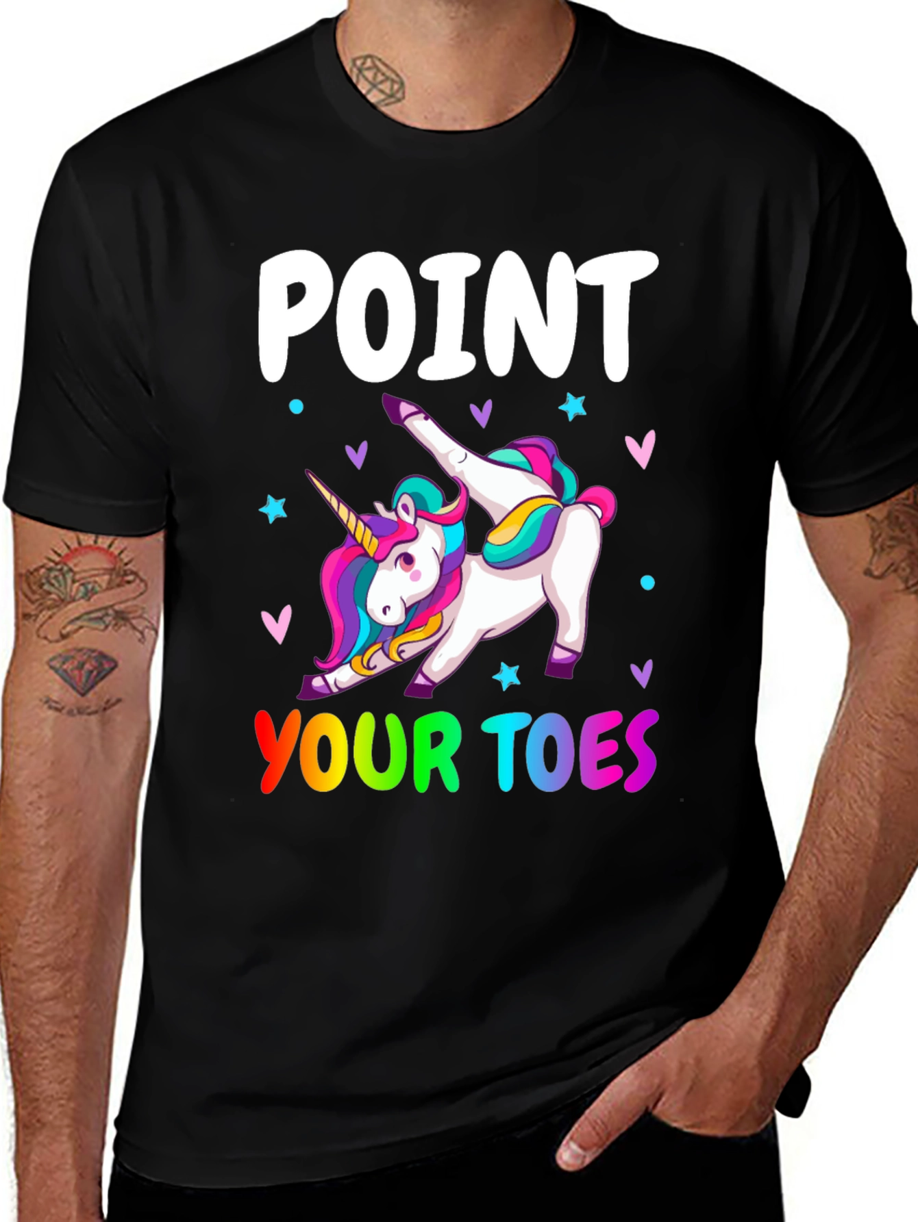 Variant 10 of Unicorn Point Your Toes Black T-Shirt